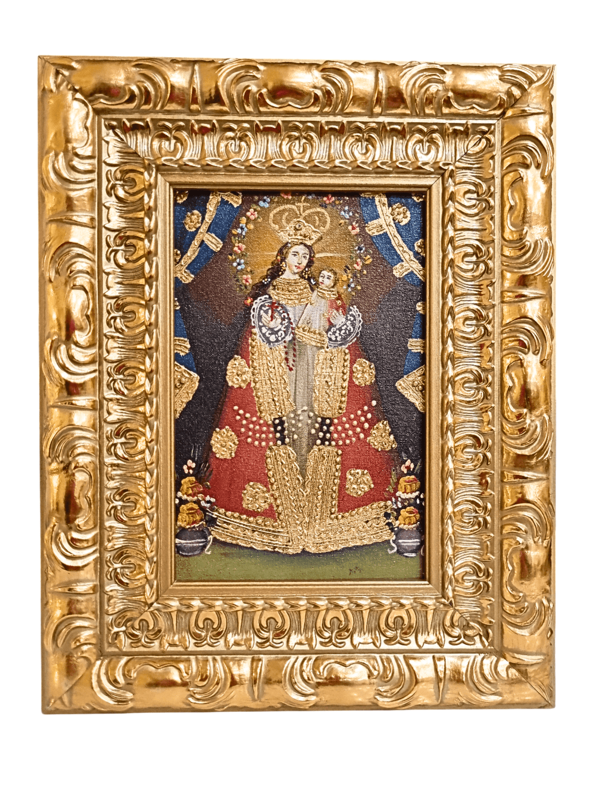 Quadro Cusquenho de Nossa Senhora do Rosário 23,5 cm x 18,5 cm-TerraCotta Arte Sacra