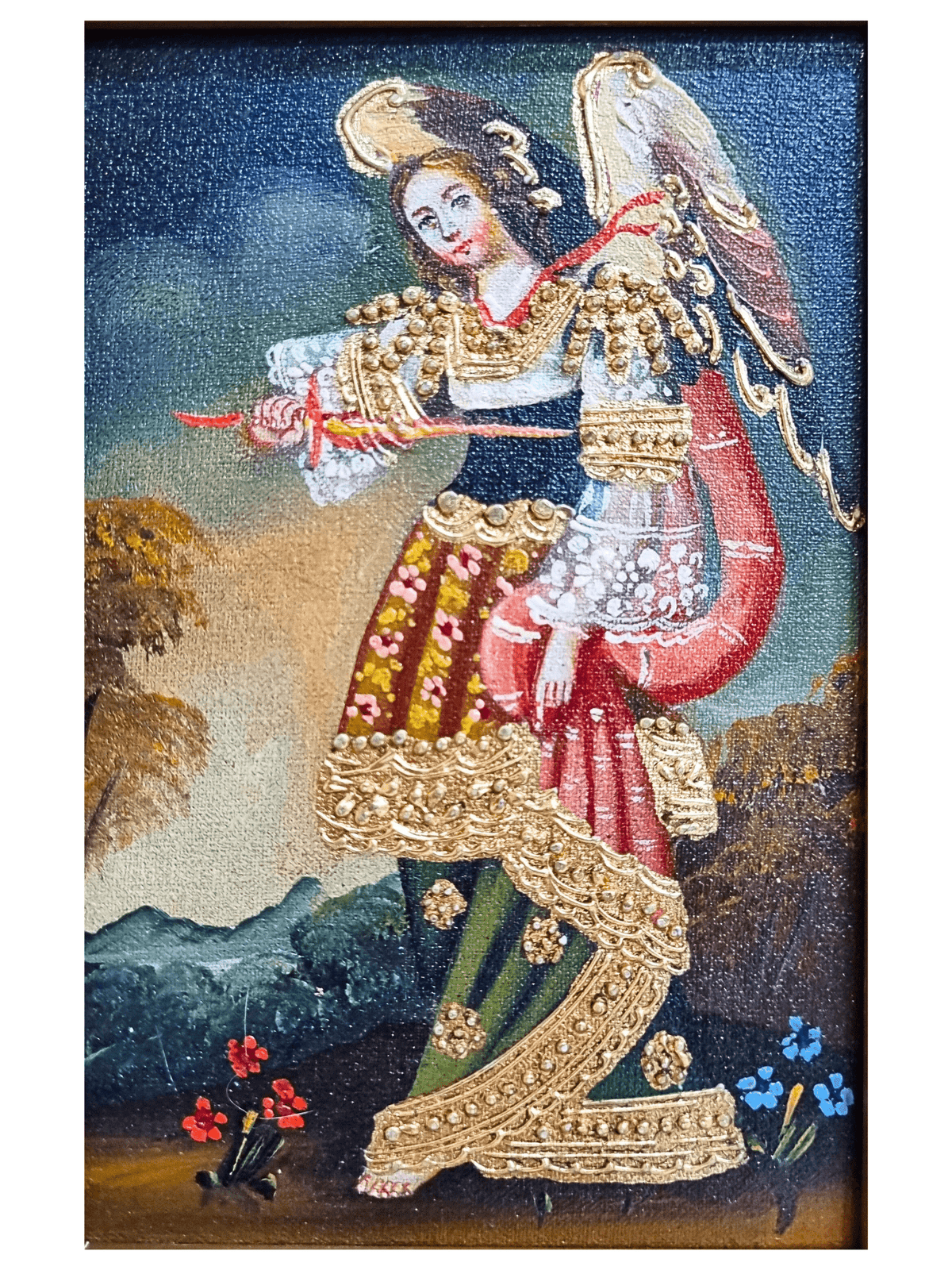 Quadro Cusquenho de São Miguel 23,5 cm x 18,5 cm-TerraCotta Arte Sacra