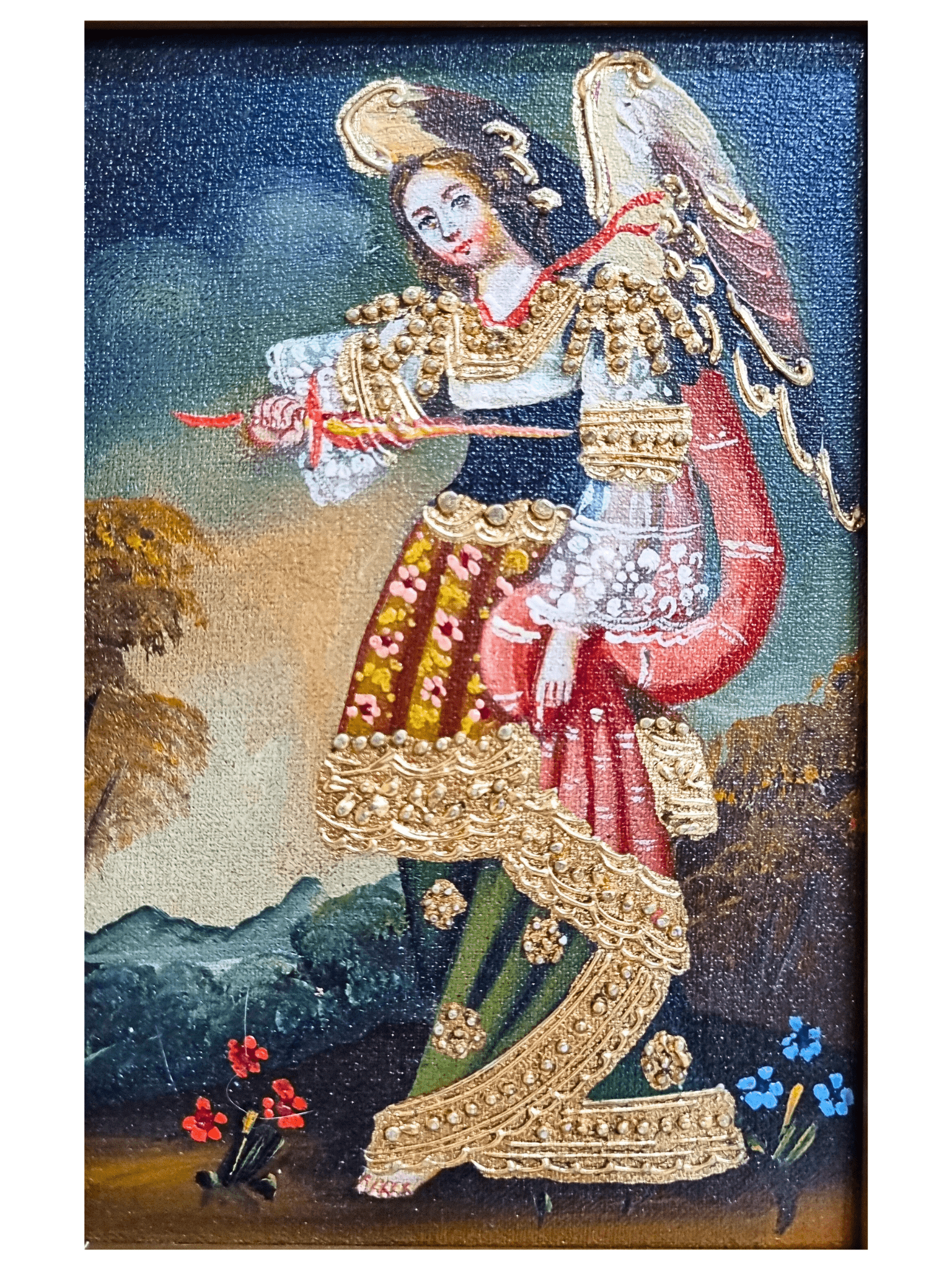 Quadro Cusquenho de São Miguel 23,5 cm x 18,5 cm-TerraCotta Arte Sacra