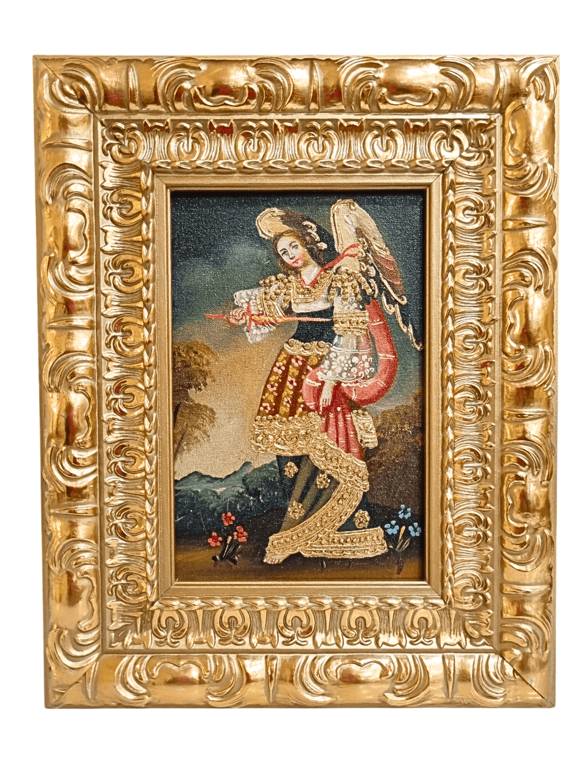 Quadro Cusquenho de São Miguel 23,5 cm x 18,5 cm-TerraCotta Arte Sacra