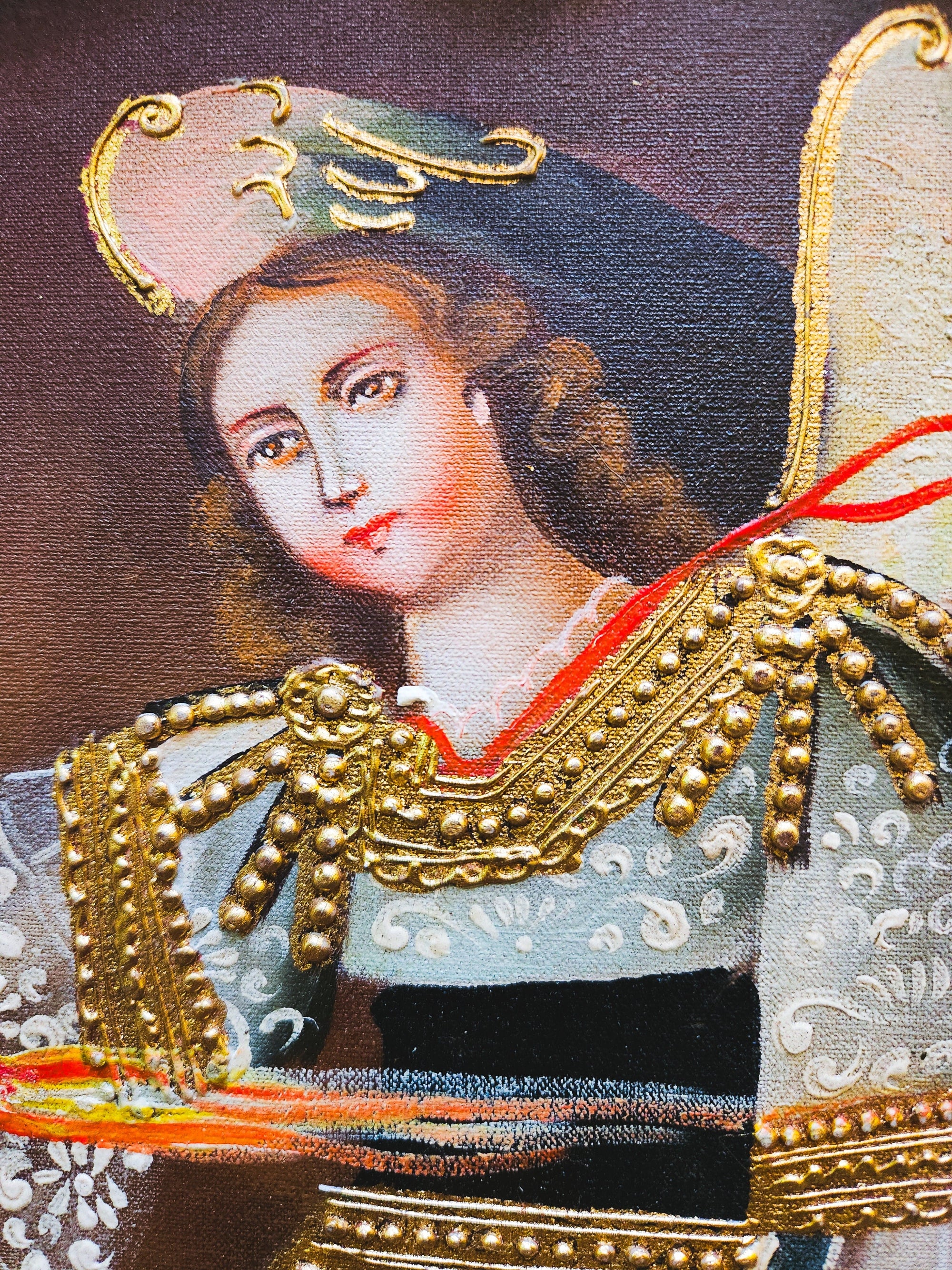 Quadro Cusquenho de São Miguel com Espada Flamejante-TerraCotta Arte Sacra