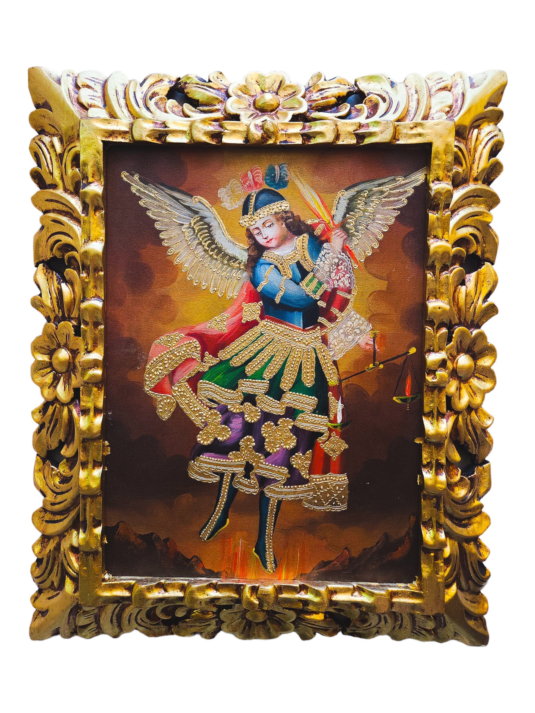 Quadro Cusquenho de São Miguel-TerraCotta Arte Sacra