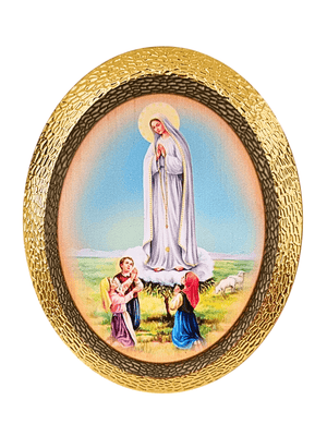 Quadro Italiano Oval Nossa Senhora de Fátima 14,05 x 11,5cm-TerraCotta Arte Sacra