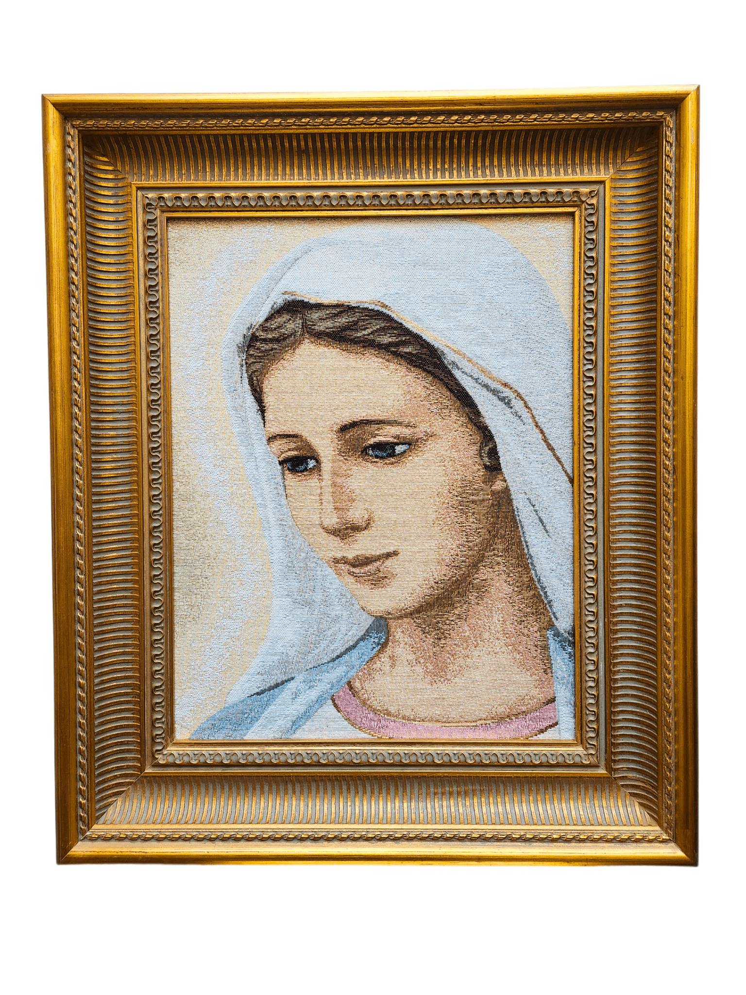 Quadro de Tapeçaria Italiana Face de Maria-TerraCotta Arte Sacra