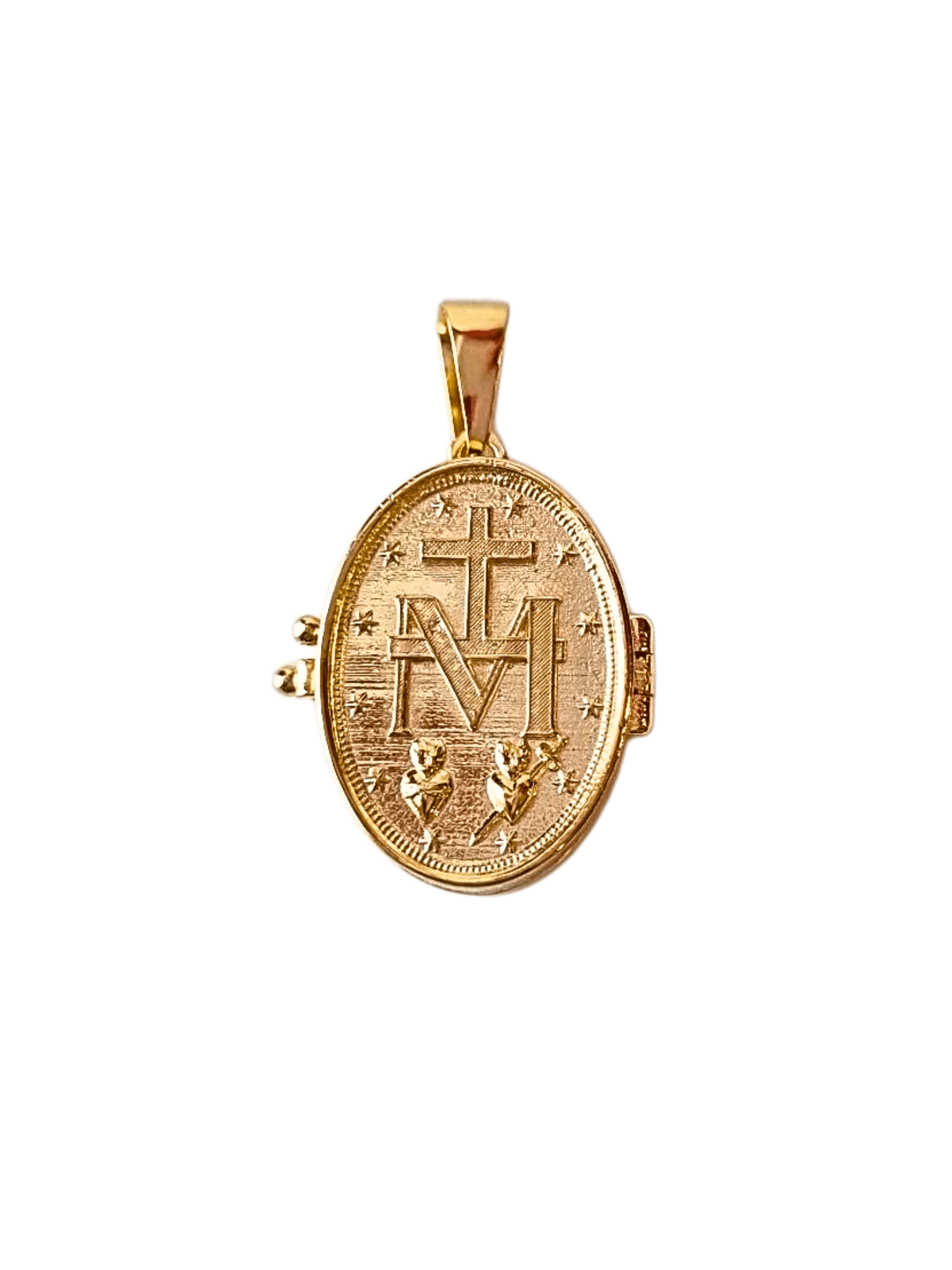 Relicário Medalha Milagrosa para 2 Fotos em Prata de Lei 925 e Banho de Ouro 18 K-TerraCotta Arte Sacra