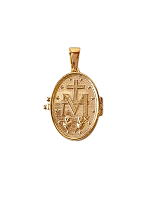 Relicário Medalha Milagrosa para 2 Fotos em Prata de Lei 925 e Banho de Ouro 18 K-TerraCotta Arte Sacra