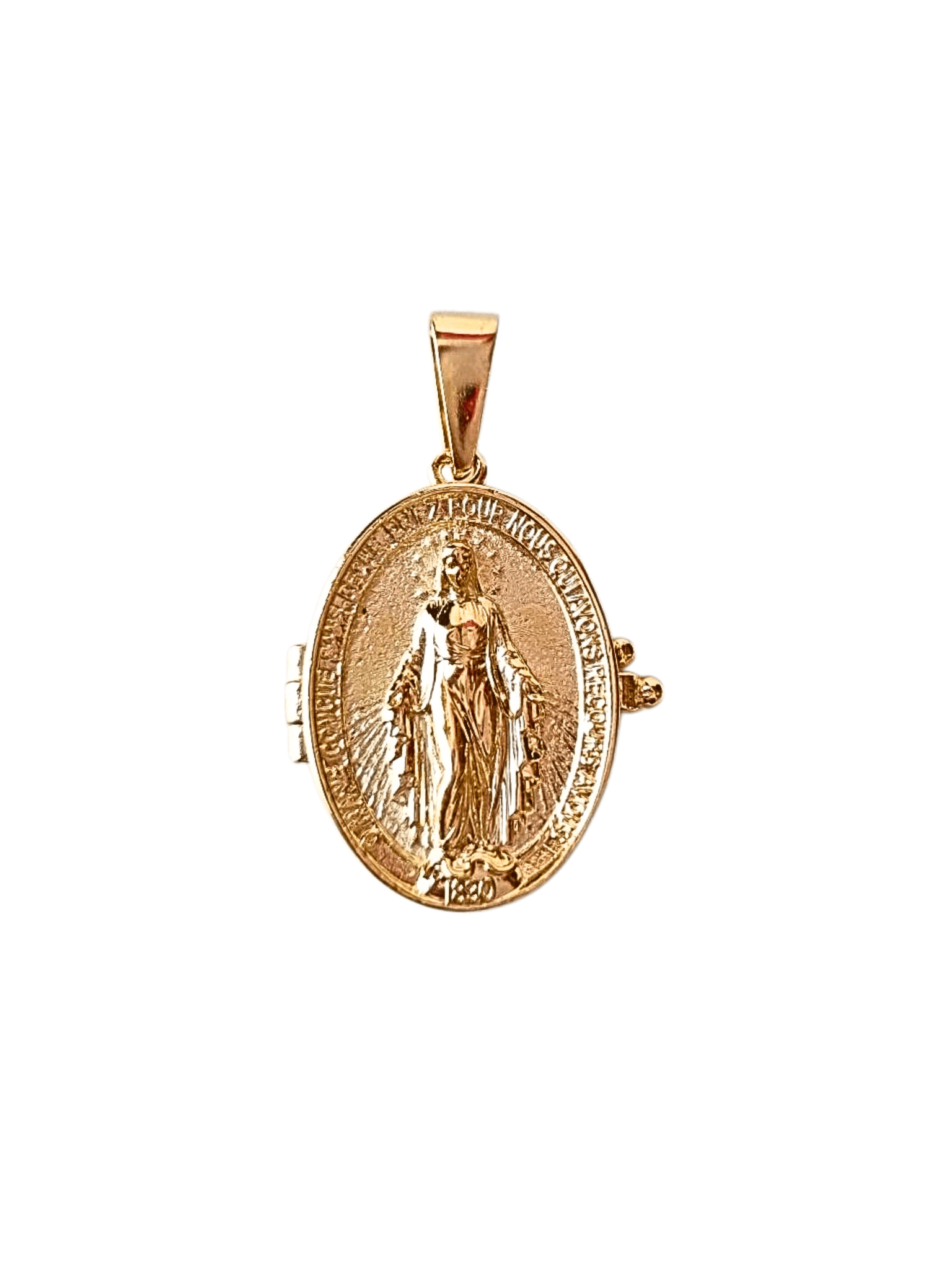 Relicário Medalha Milagrosa para 2 Fotos em Prata de Lei 925 e Banho de Ouro 18 K-TerraCotta Arte Sacra