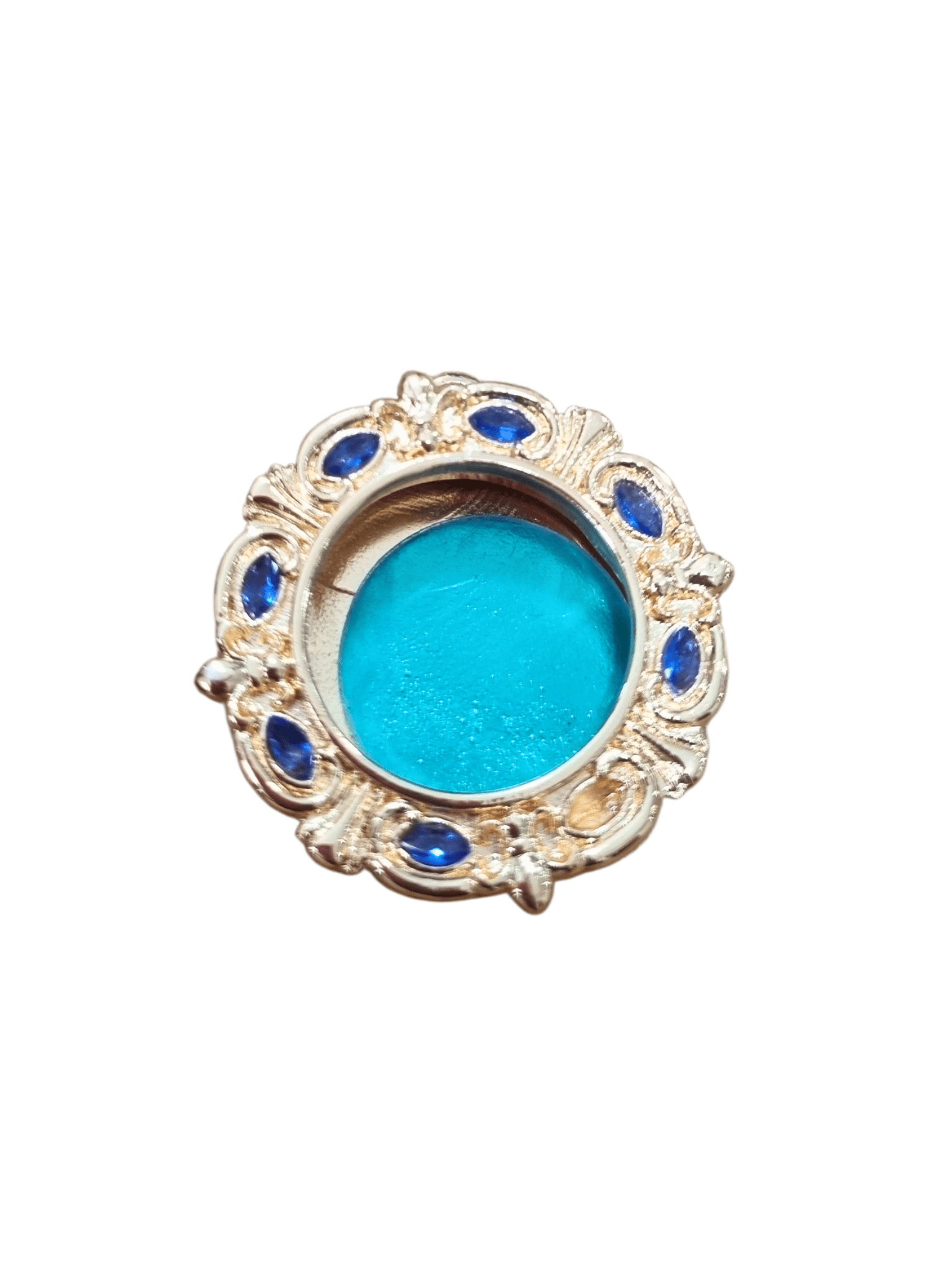 Relicário para Relíquias de metal Zamac banhado a ouro Pedras Azuis 2,5 cm-TerraCotta Arte Sacra