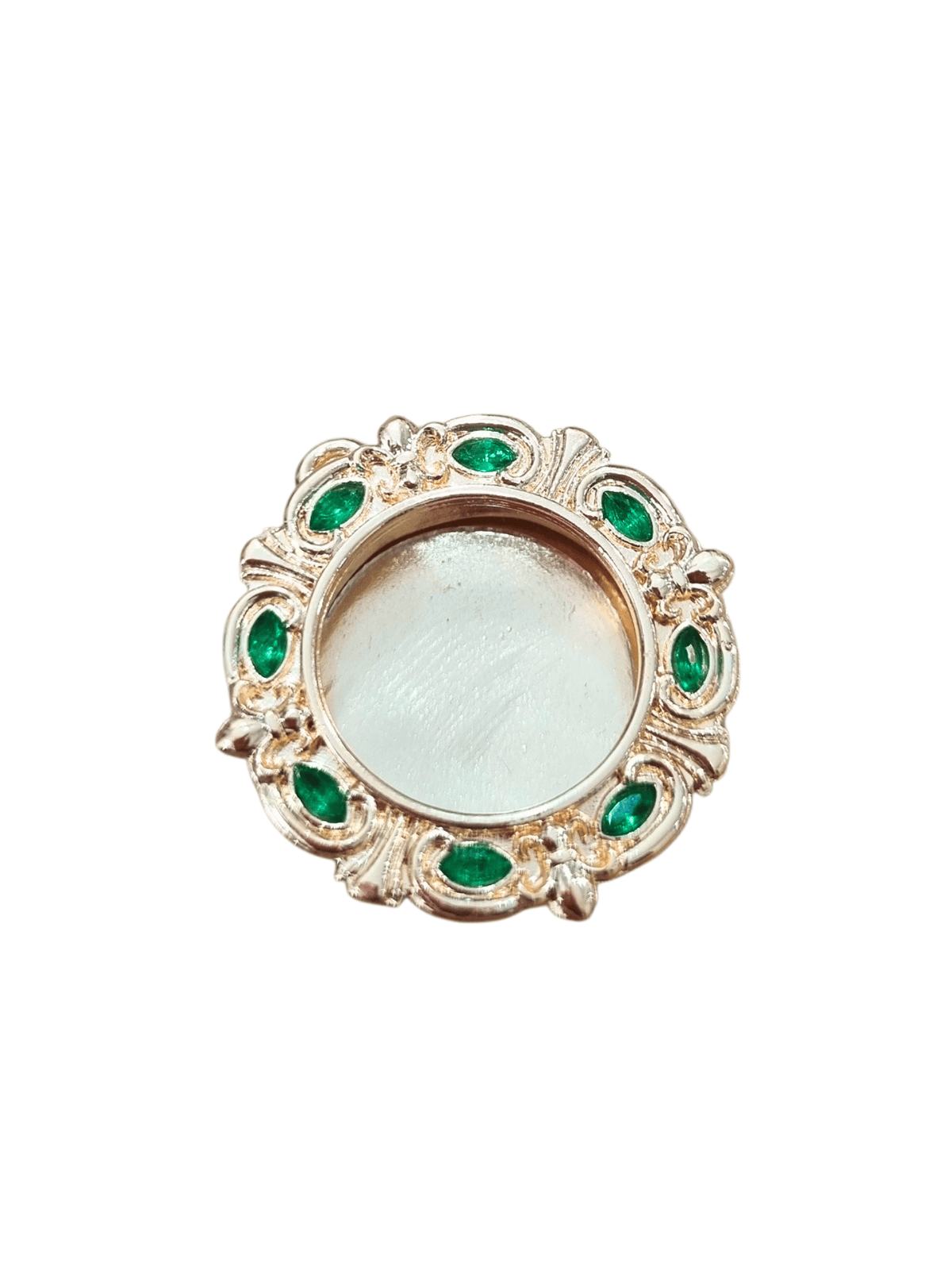 Relicário para Relíquias de metal Zamac banhado a ouro Pedras Verdes 2,5 cm-TerraCotta Arte Sacra