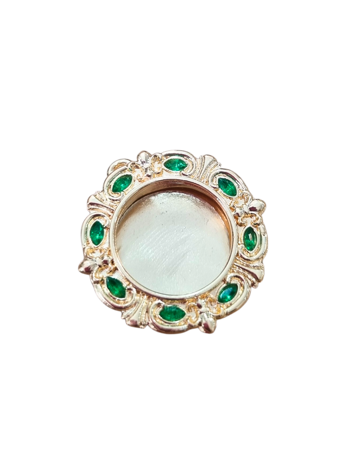 Relicário para Relíquias de metal Zamac banhado a ouro Pedras Verdes 2,5 cm-TerraCotta Arte Sacra