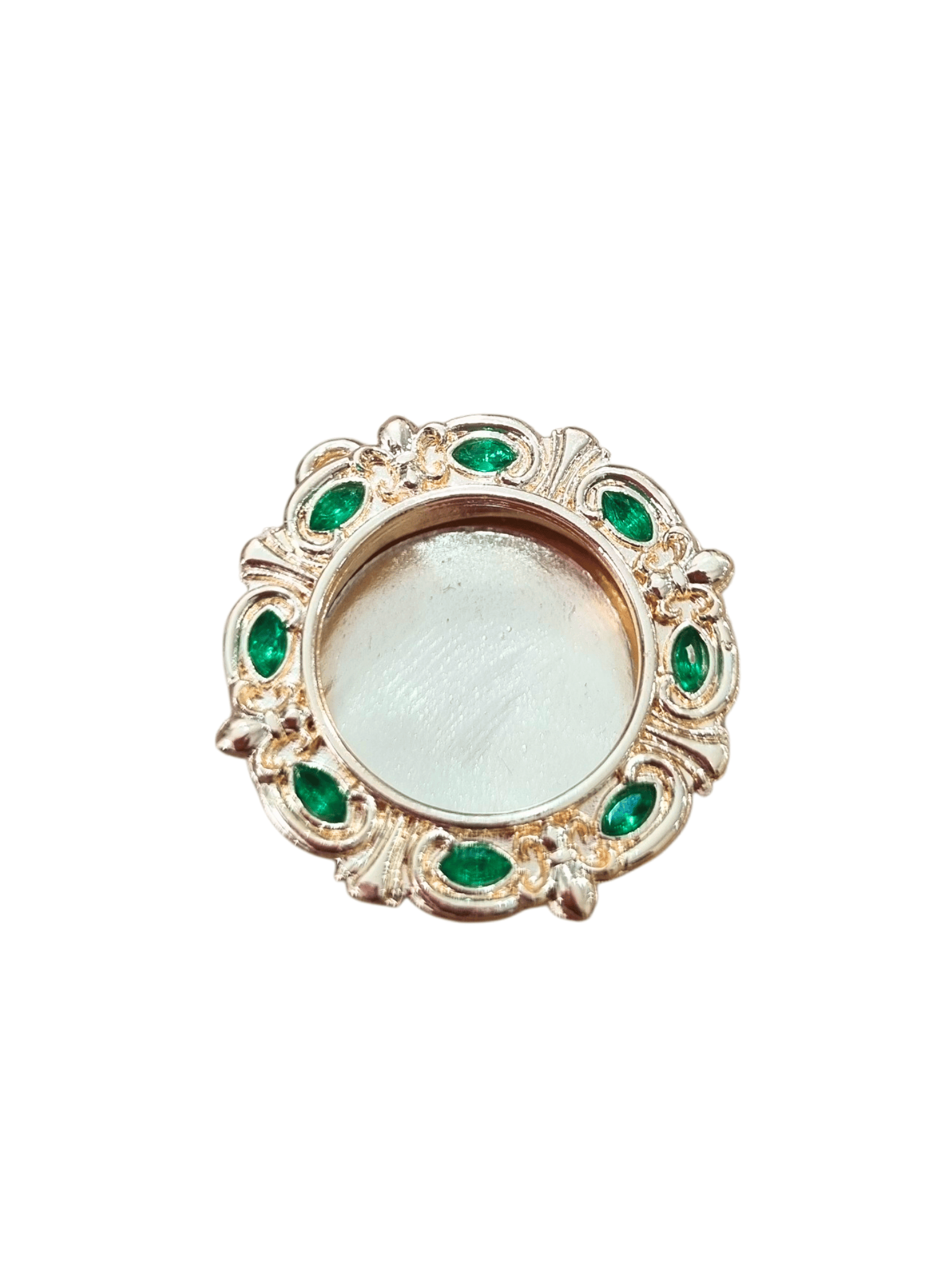 Relicário para Relíquias de metal Zamac banhado a ouro Pedras Verdes 2,5 cm-TerraCotta Arte Sacra