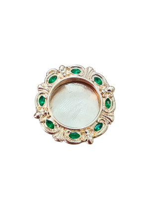 Relicário para Relíquias de metal Zamac banhado a ouro Pedras Verdes 2,5 cm-TerraCotta Arte Sacra
