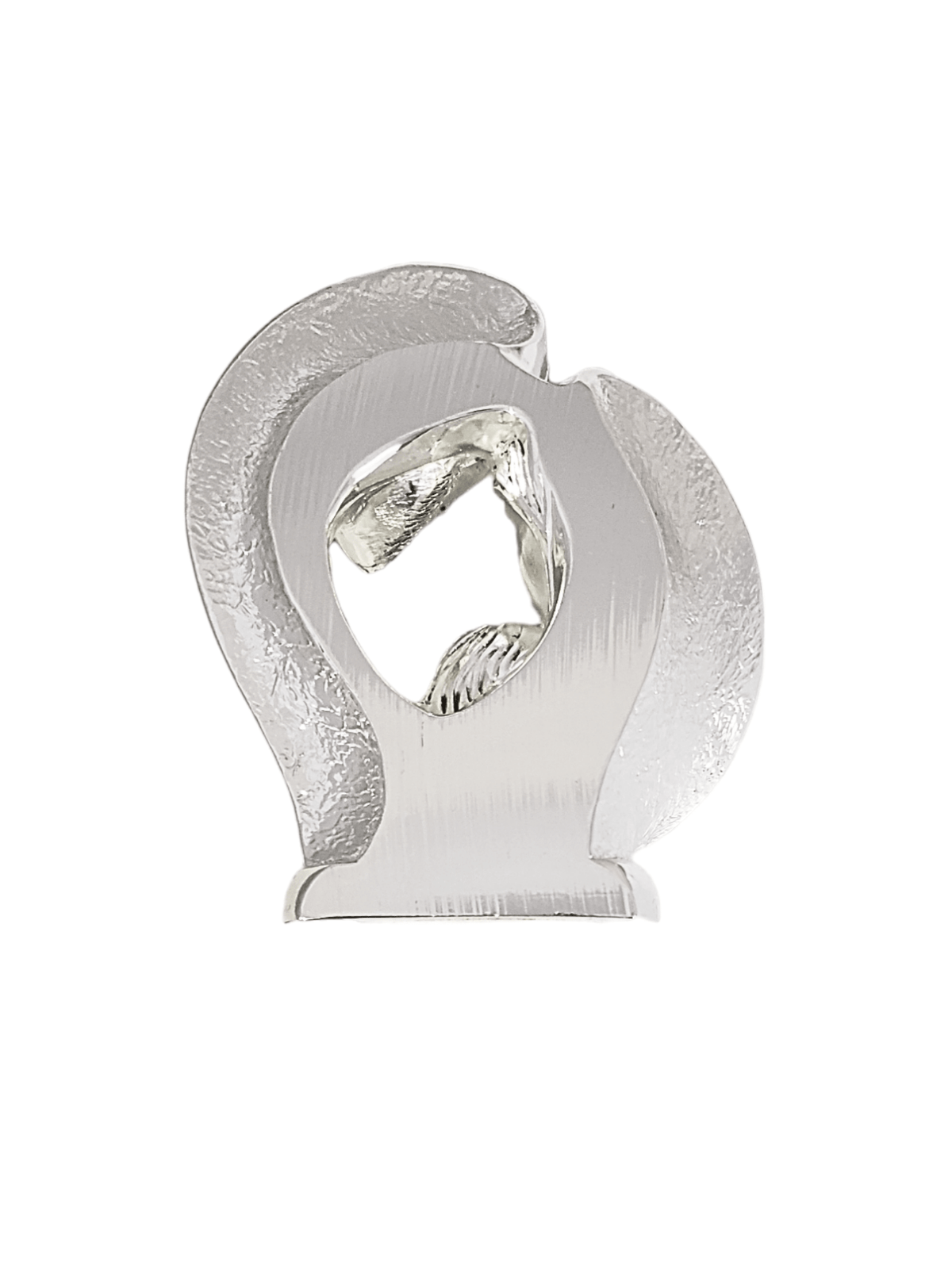 Sagrada Família Coração Acabamento em Prata 9 cm x 11 cm-TerraCotta Arte Sacra