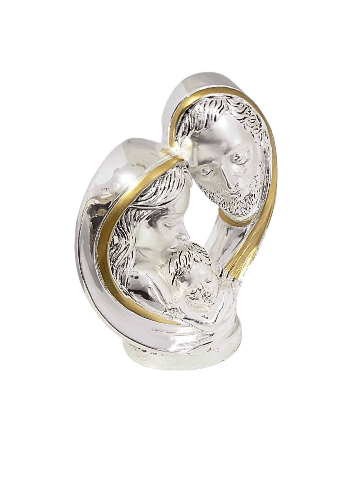 Sagrada Família Coração Acabamento em Prata 9 cm x 11 cm-TerraCotta Arte Sacra