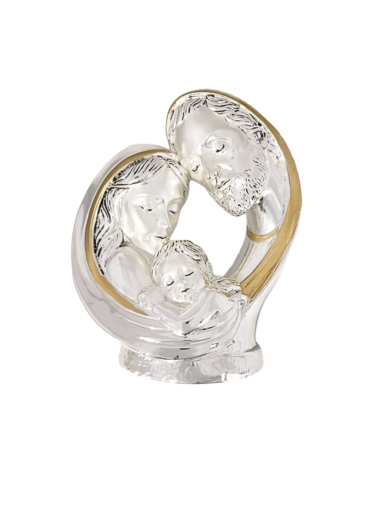 Sagrada Família Coração Acabamento em Prata 9 cm x 11 cm-TerraCotta Arte Sacra