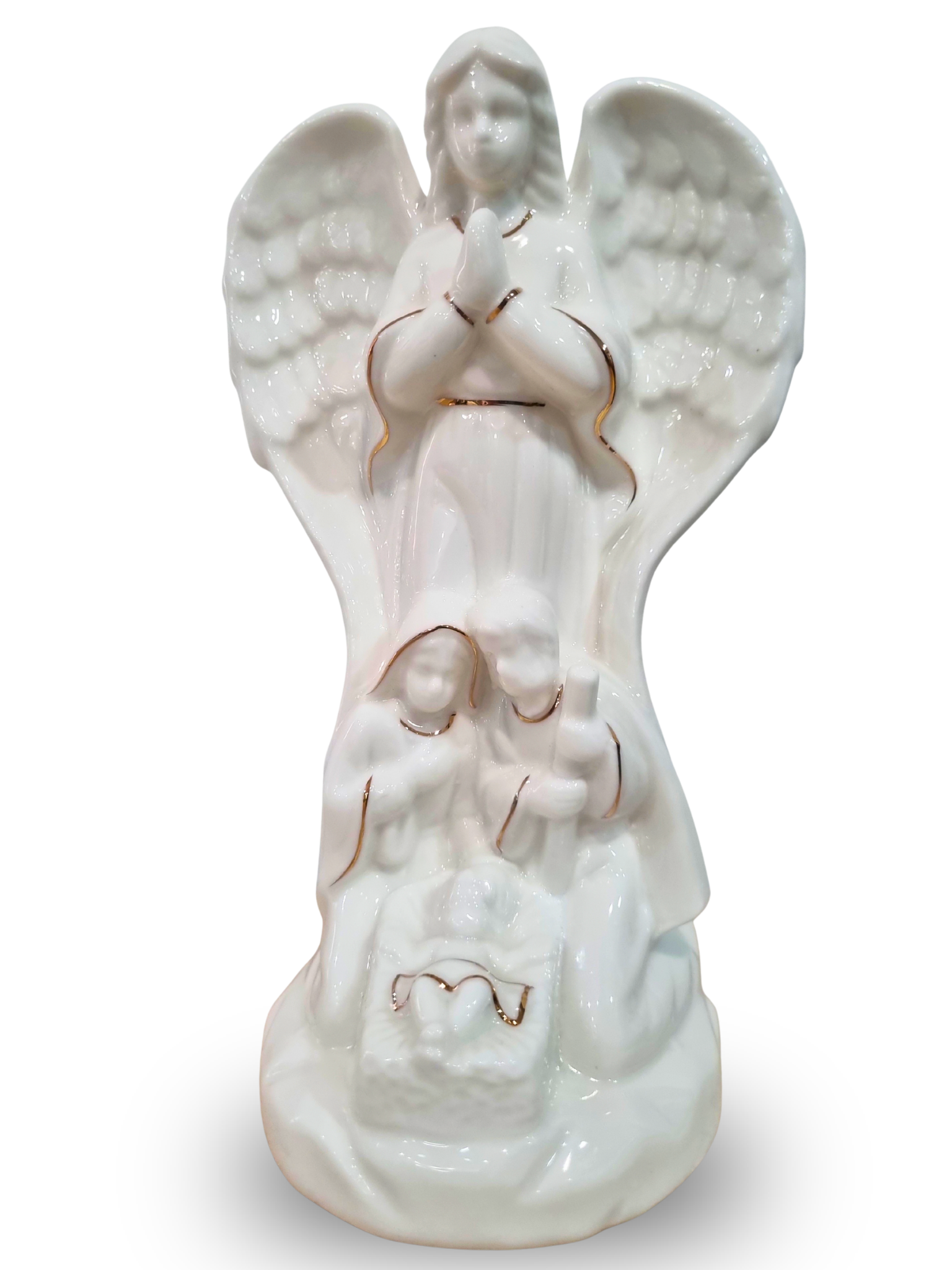Sagrada Família com Anjo em Porcelana com Led 26 x 11 cm-TerraCotta Arte Sacra