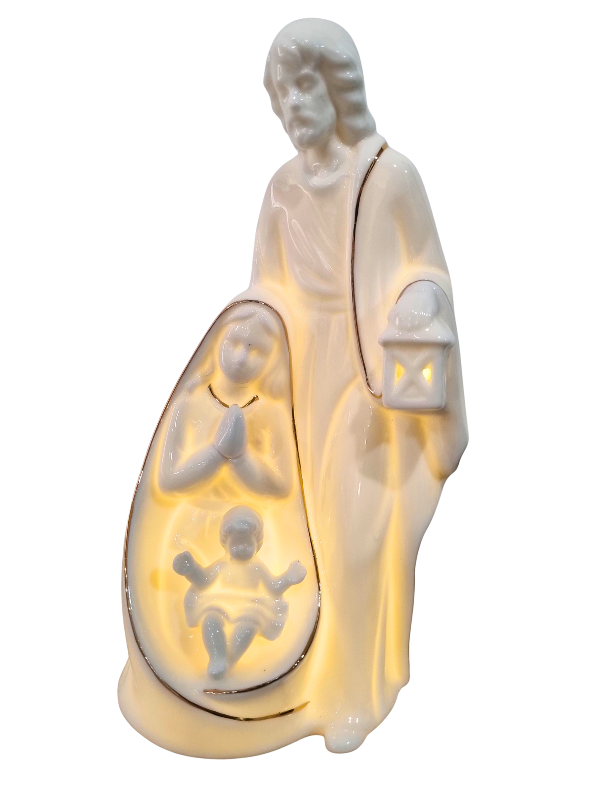 Sagrada Família em Porcelana com Led 25 x 13 cm-TerraCotta Arte Sacra