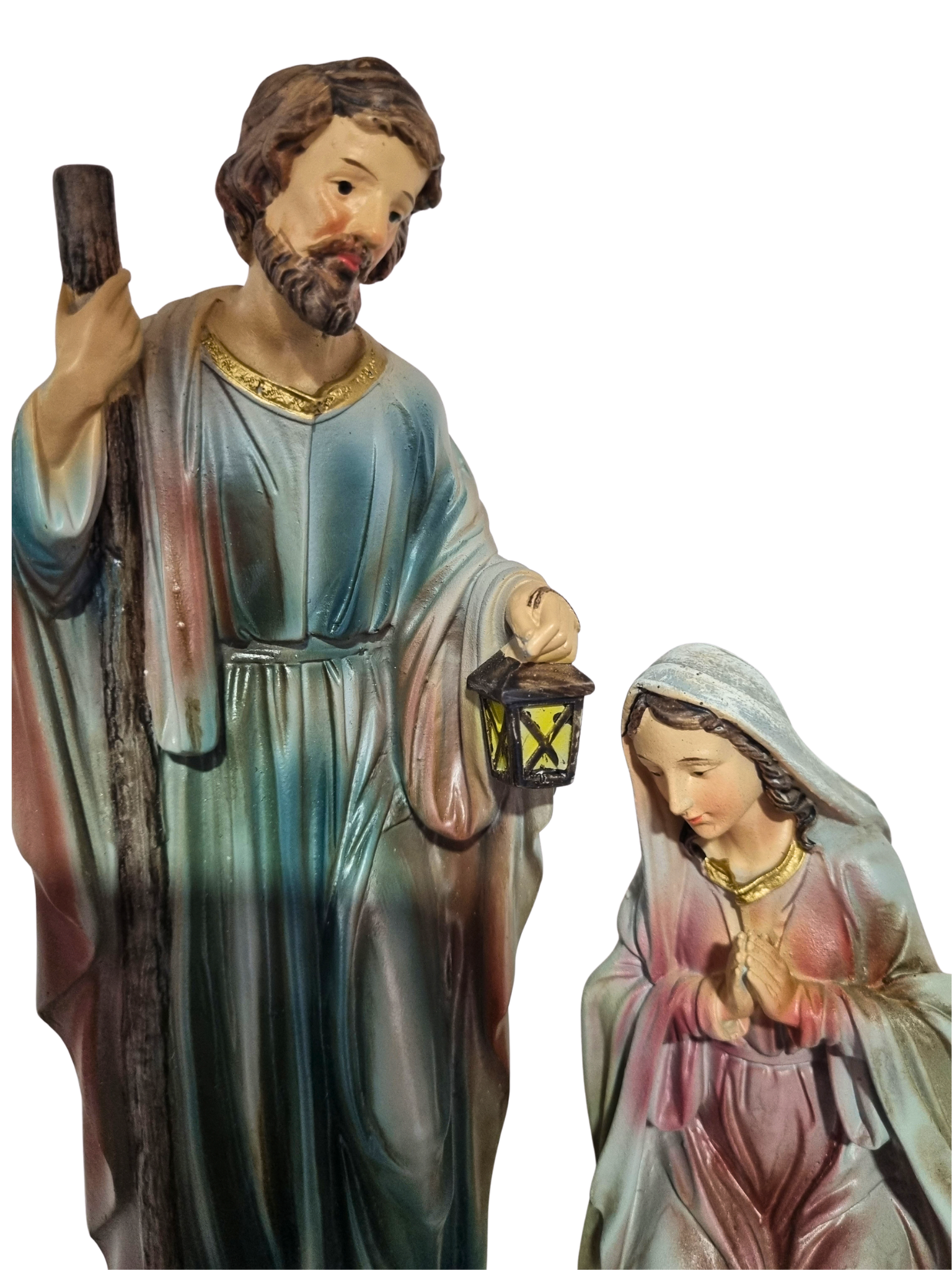 Sagrada Família em Resina Esverdeado 20 cm 3 peças-TerraCotta Arte Sacra