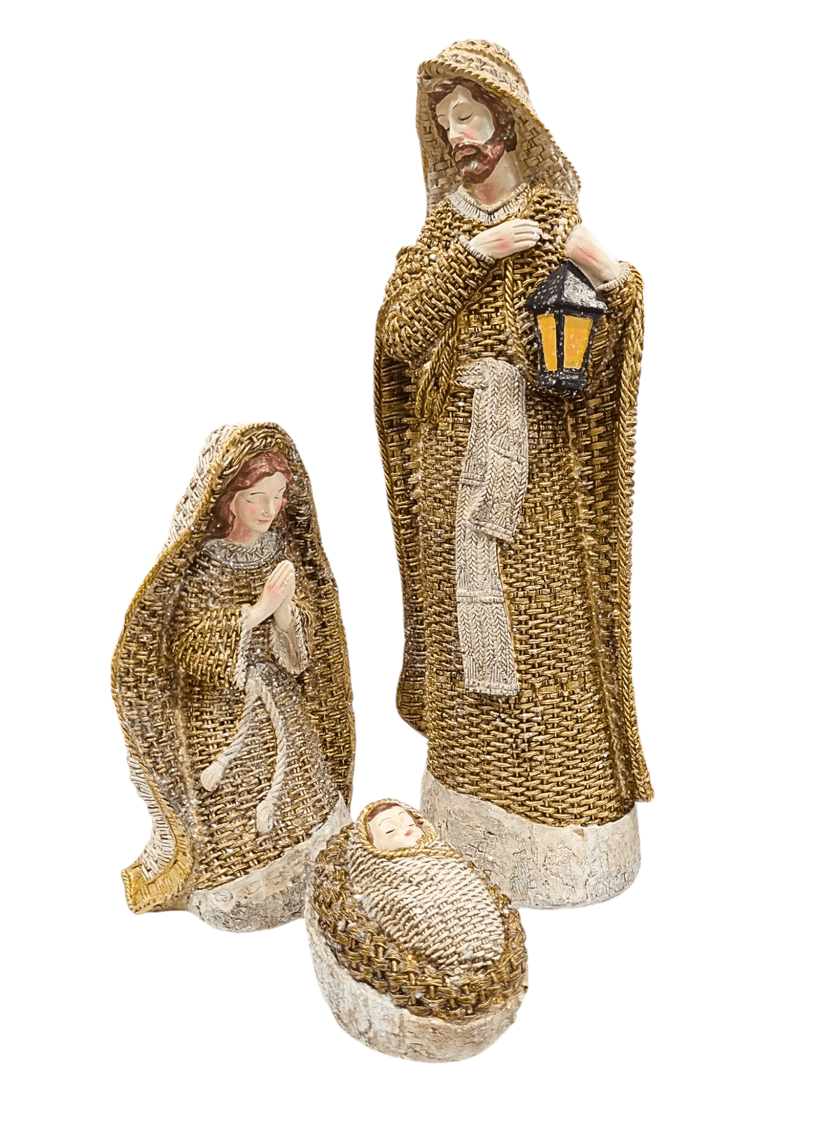 Sagrada Família em Resina com Veste Nude 3 Peças-TerraCotta Arte Sacra