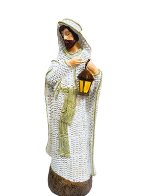 Sagrada Família em Resina com Vestes Brancas 3 Peças-TerraCotta Arte Sacra
