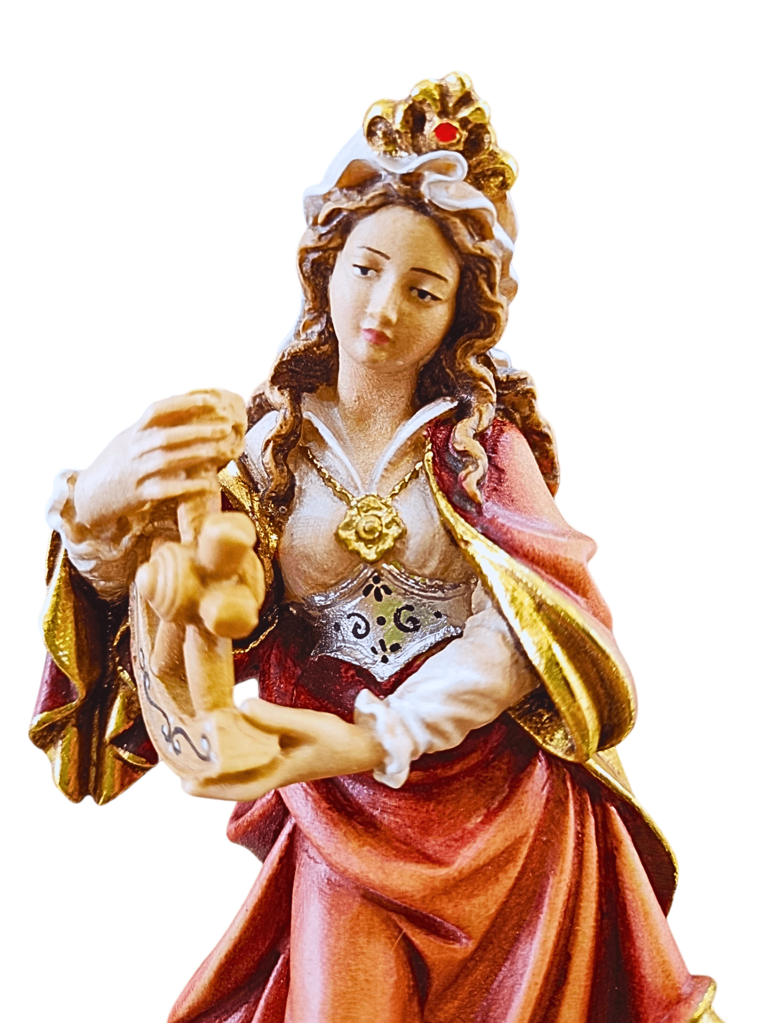 Santa Catarina de Madeira Italiana 20 cm-TerraCotta Arte Sacra