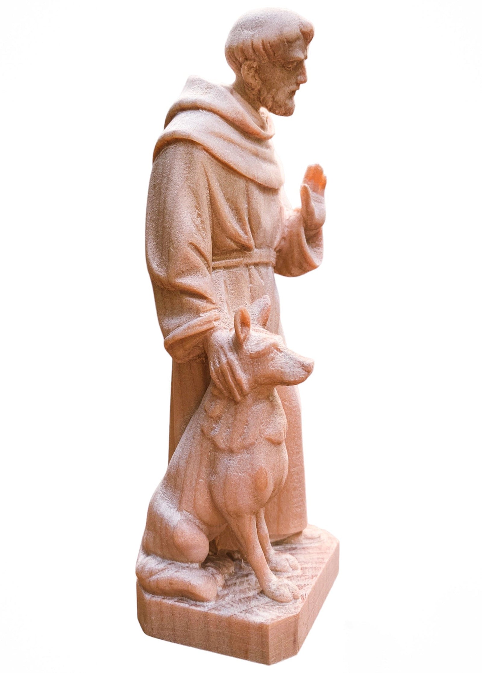 São Francisco com Lobo em Madeira 13 cm-TerraCotta Arte Sacra