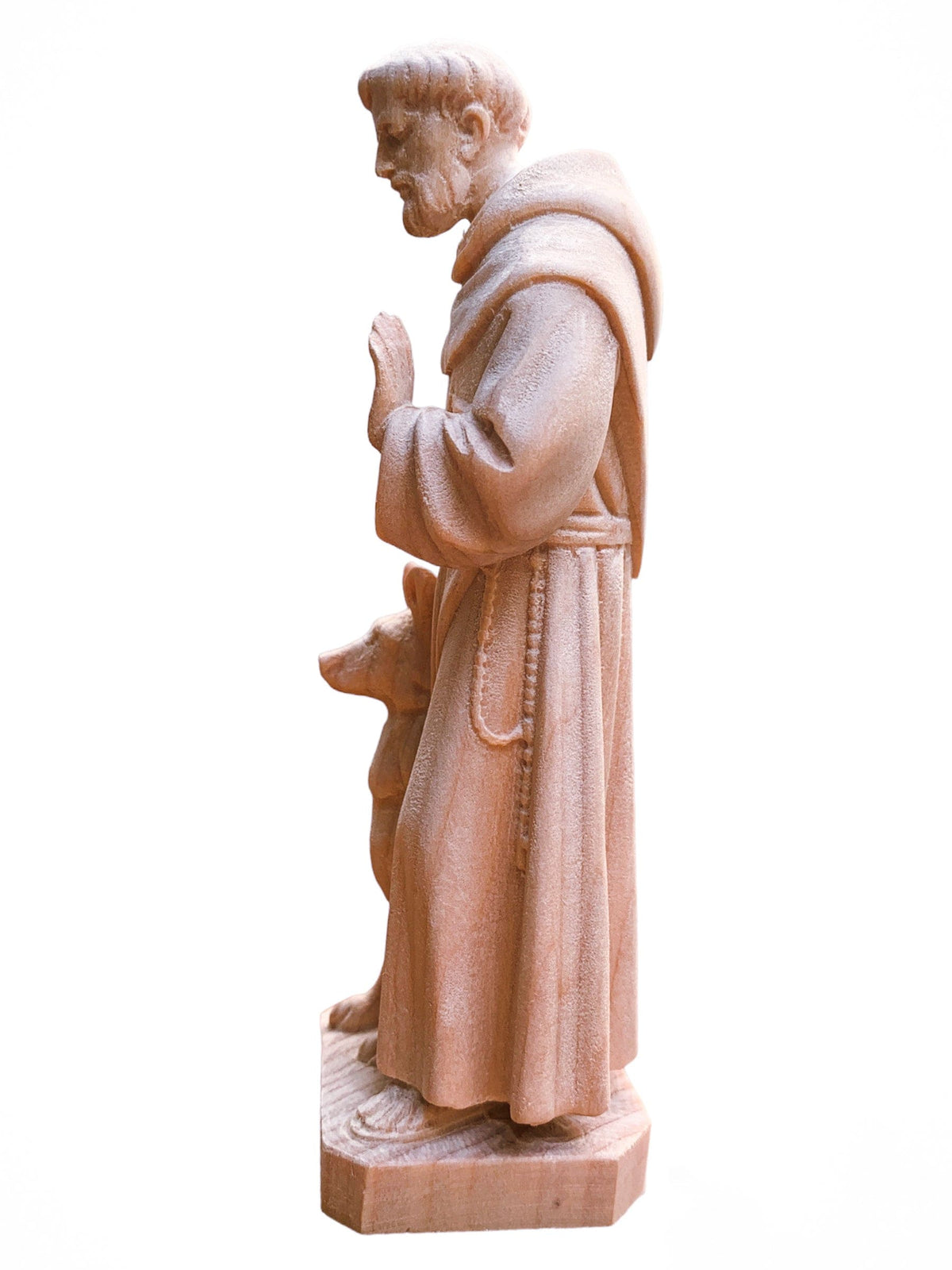 São Francisco com Lobo em Madeira 13 cm-TerraCotta Arte Sacra