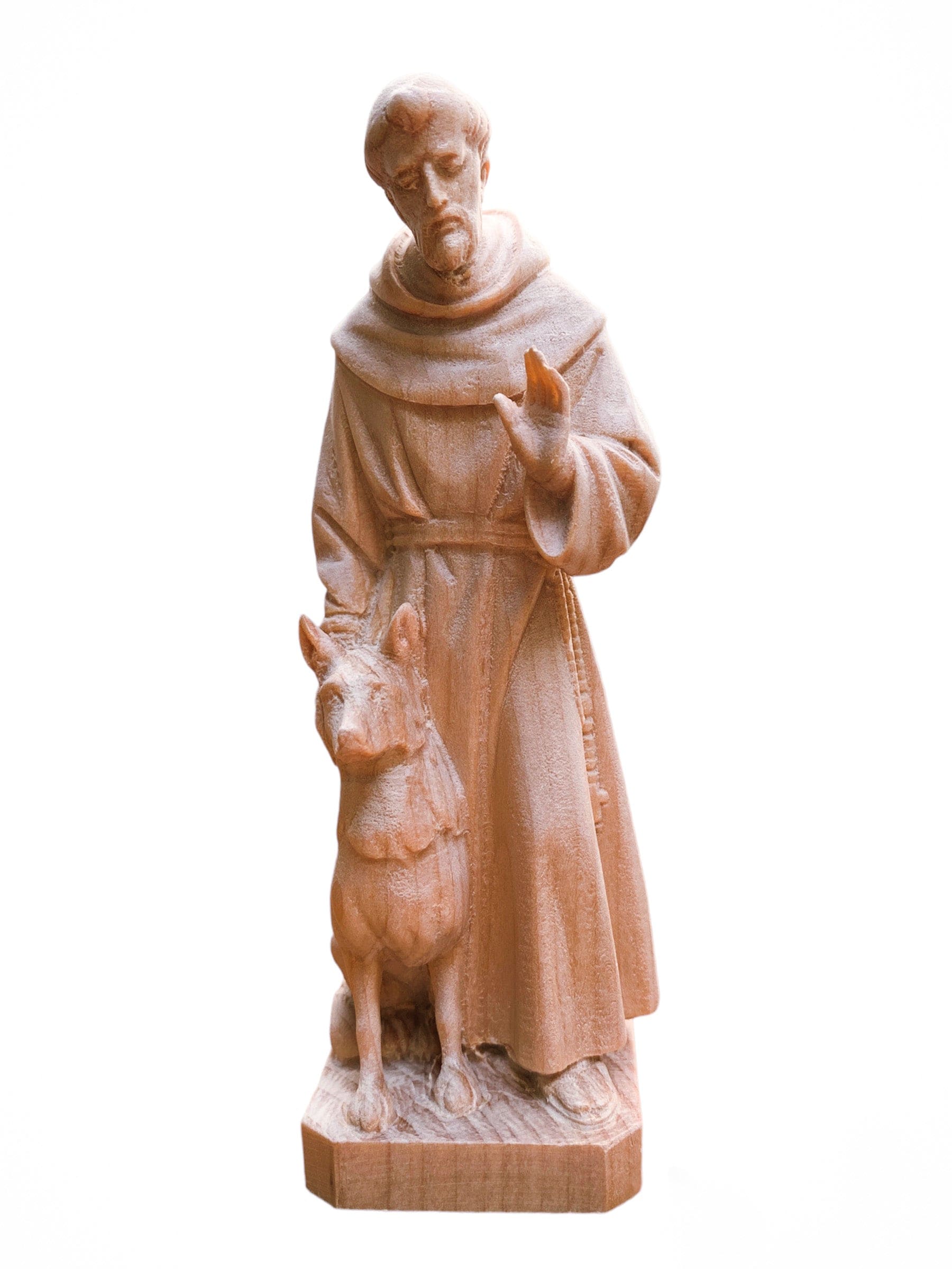 São Francisco com Lobo em Madeira 13 cm-TerraCotta Arte Sacra