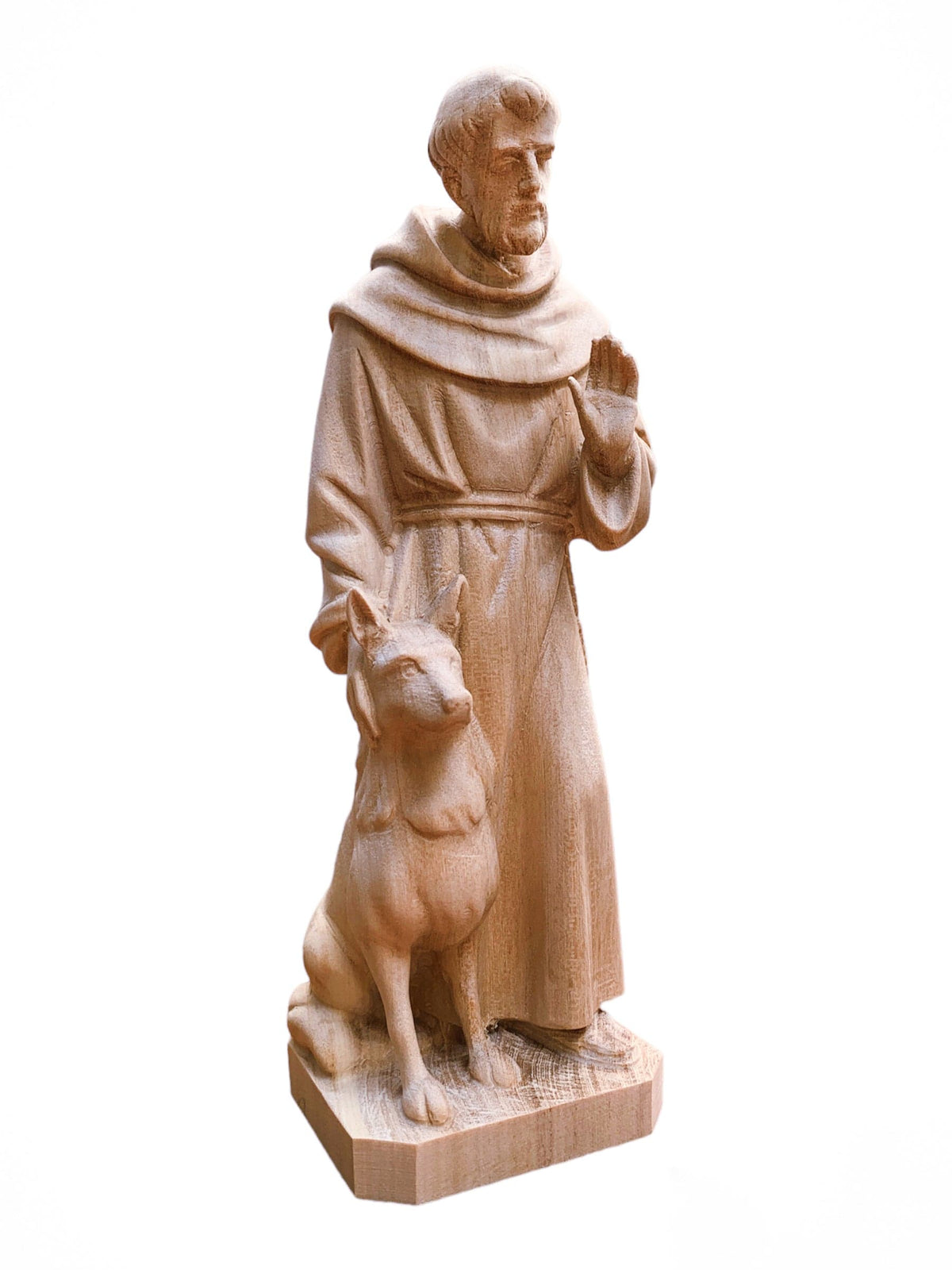 São Francisco com Lobo em Madeira 17,5 cm-TerraCotta Arte Sacra