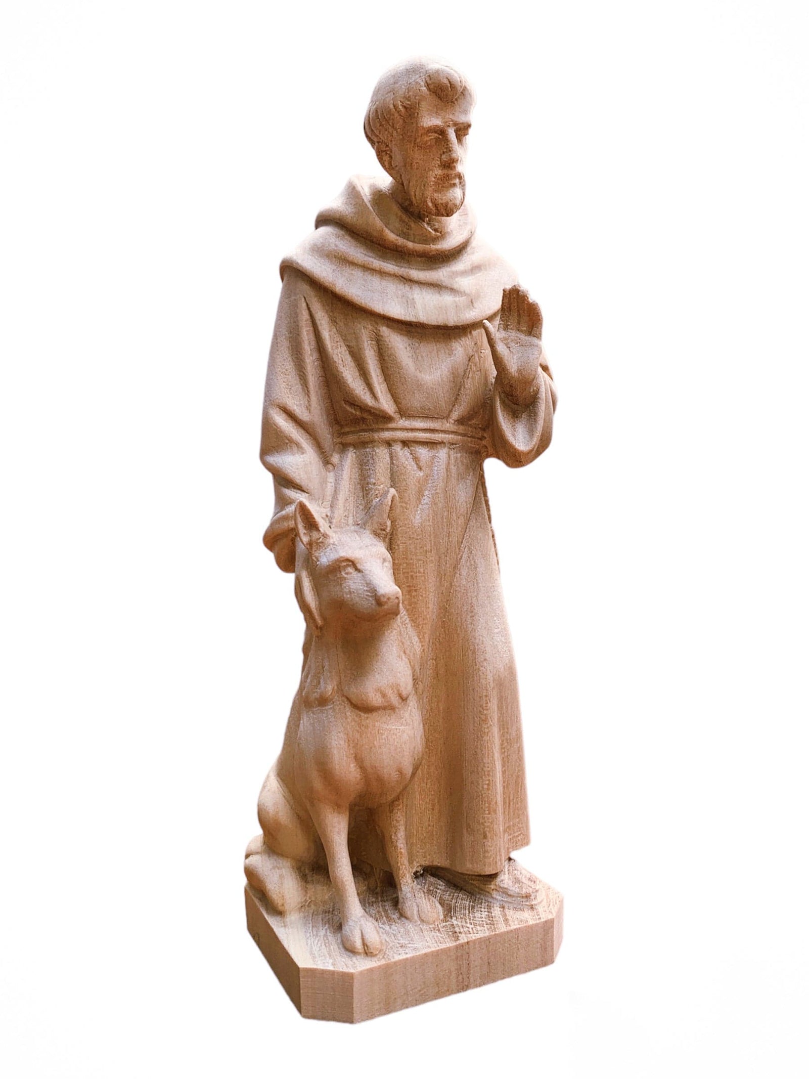 São Francisco com Lobo em Madeira 17,5 cm-TerraCotta Arte Sacra
