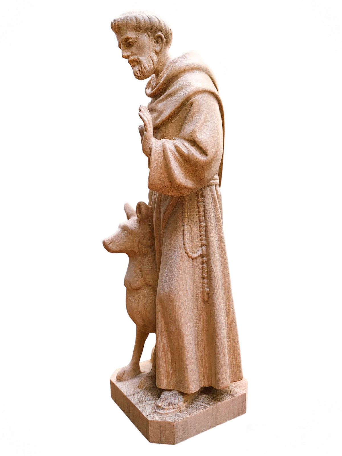 São Francisco com Lobo em Madeira 17,5 cm-TerraCotta Arte Sacra