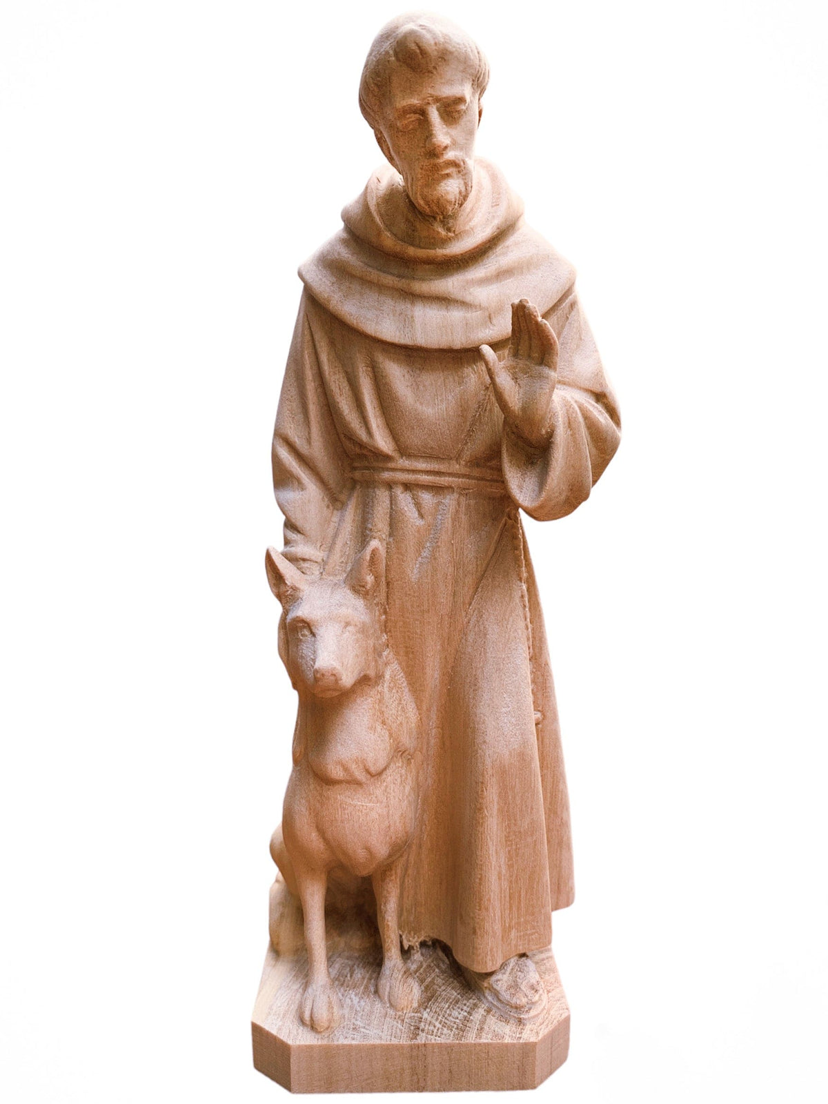 São Francisco com Lobo em Madeira 17,5 cm-TerraCotta Arte Sacra