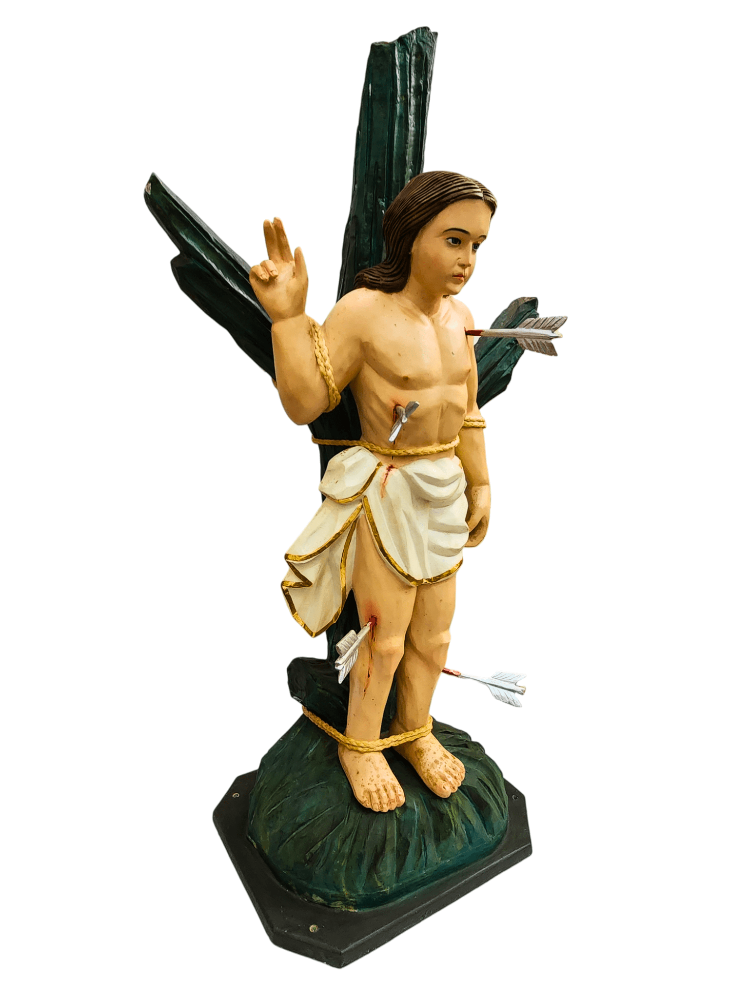 São Sebastião de Madeira com Olhos de Vidro (Barroco Brasileiro)-TerraCotta Arte Sacra