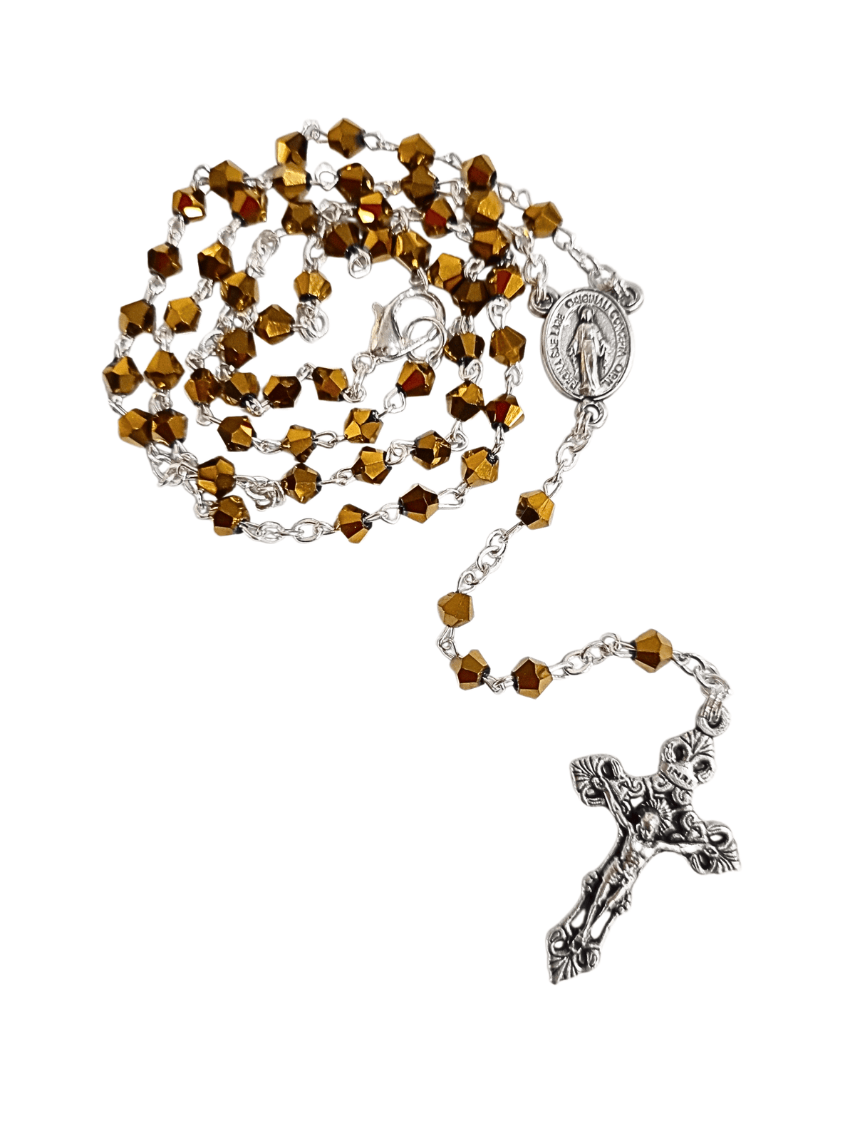 Terço Colar Italiano de Cristal Amarelo 4 mm-TerraCotta Arte Sacra