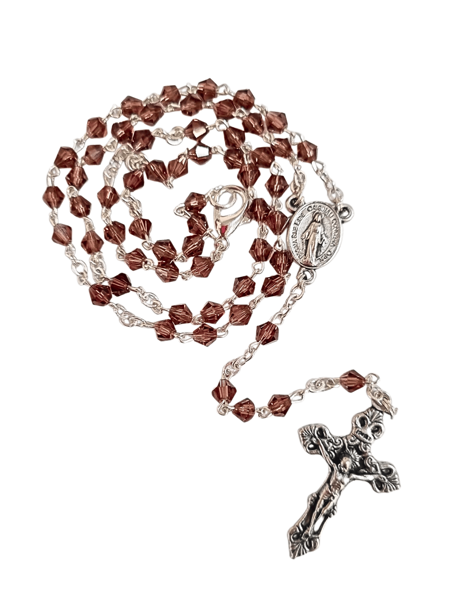 Terço Colar Italiano de Cristal Roxo 4 mm-TerraCotta Arte Sacra