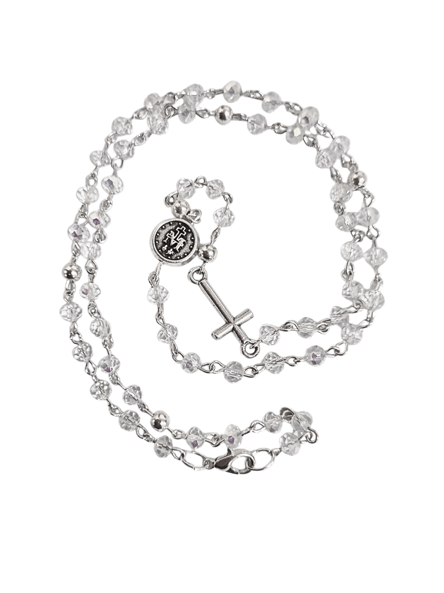 Terço Colar Italiano de Cristal Transparente 4 mm-TerraCotta Arte Sacra