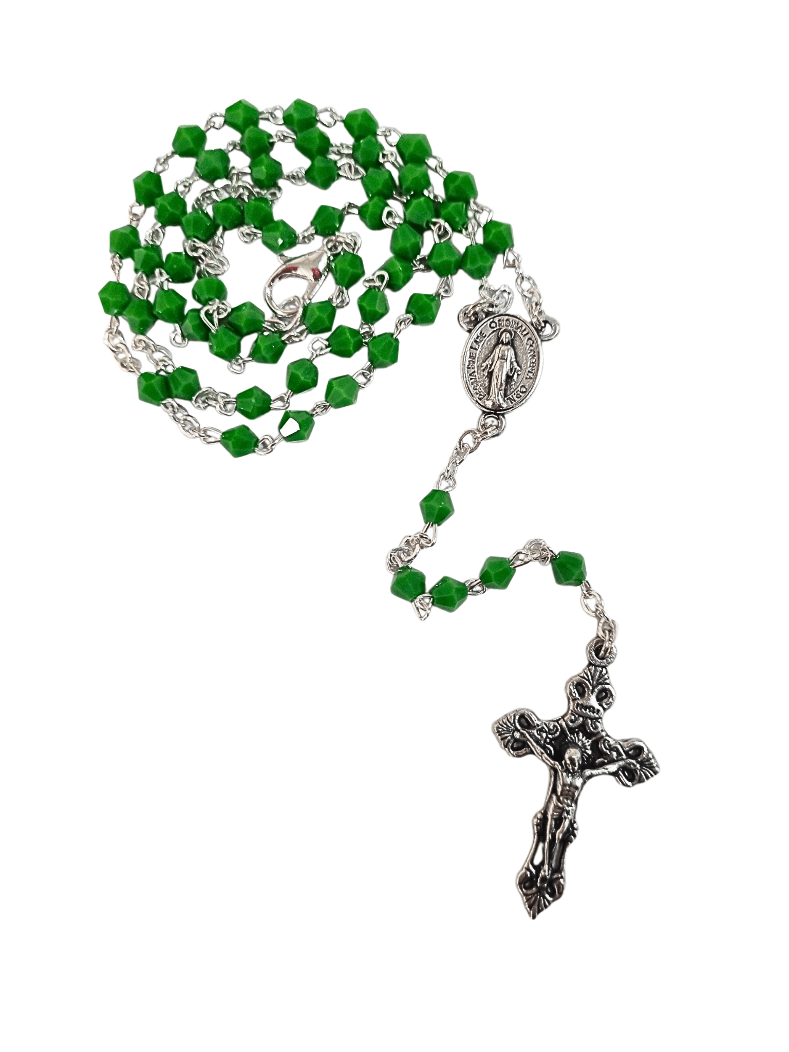 Terço Colar Italiano de Cristal Verde 4 mm-TerraCotta Arte Sacra