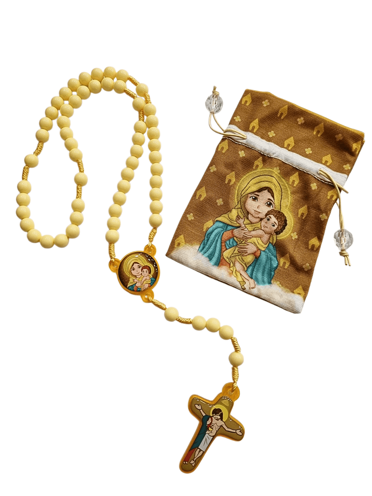 Terço Infantil Mãe Rainha-TerraCotta Arte Sacra