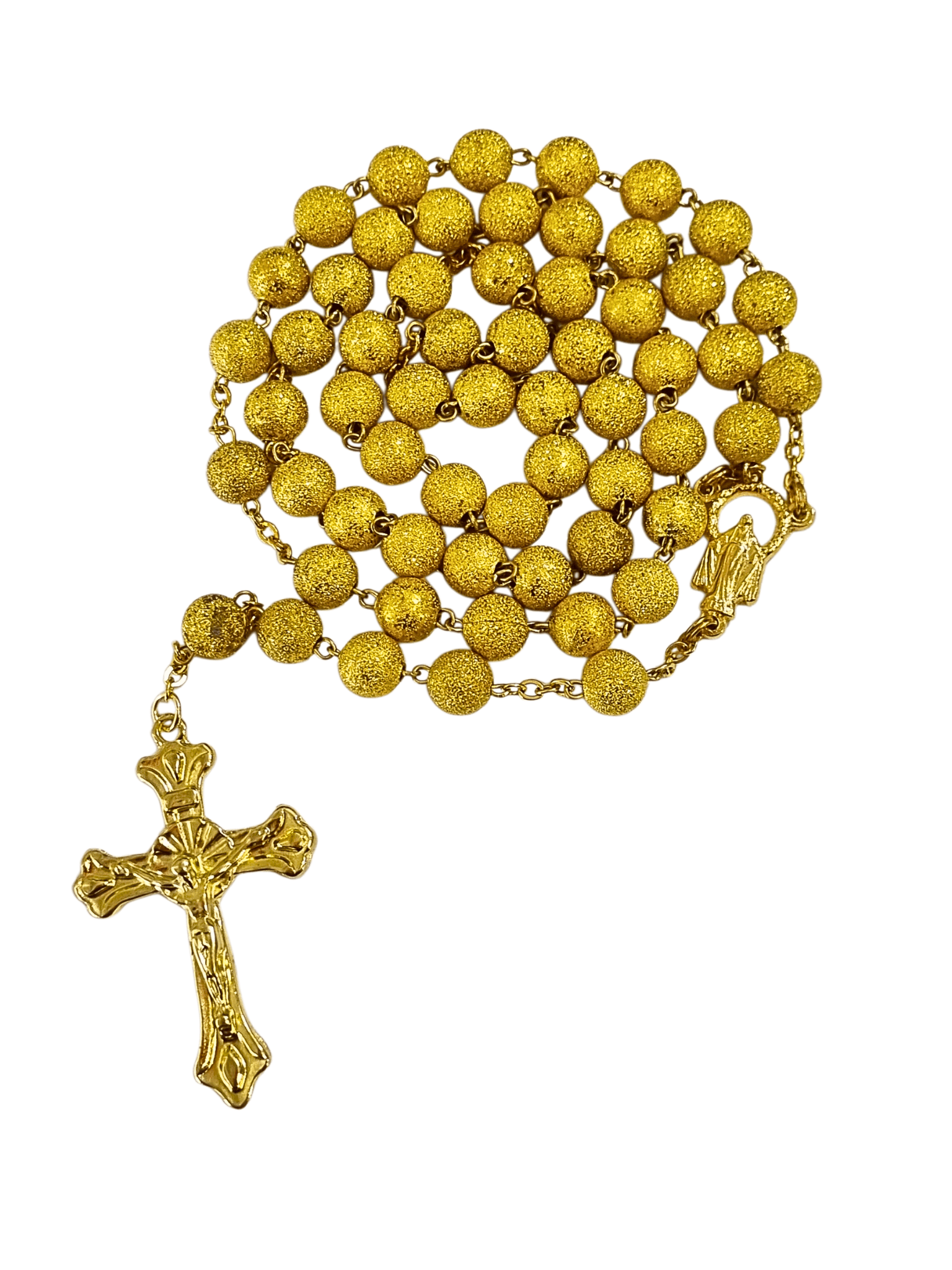 Terço Italiano Chateado Dourado-TerraCotta Arte Sacra