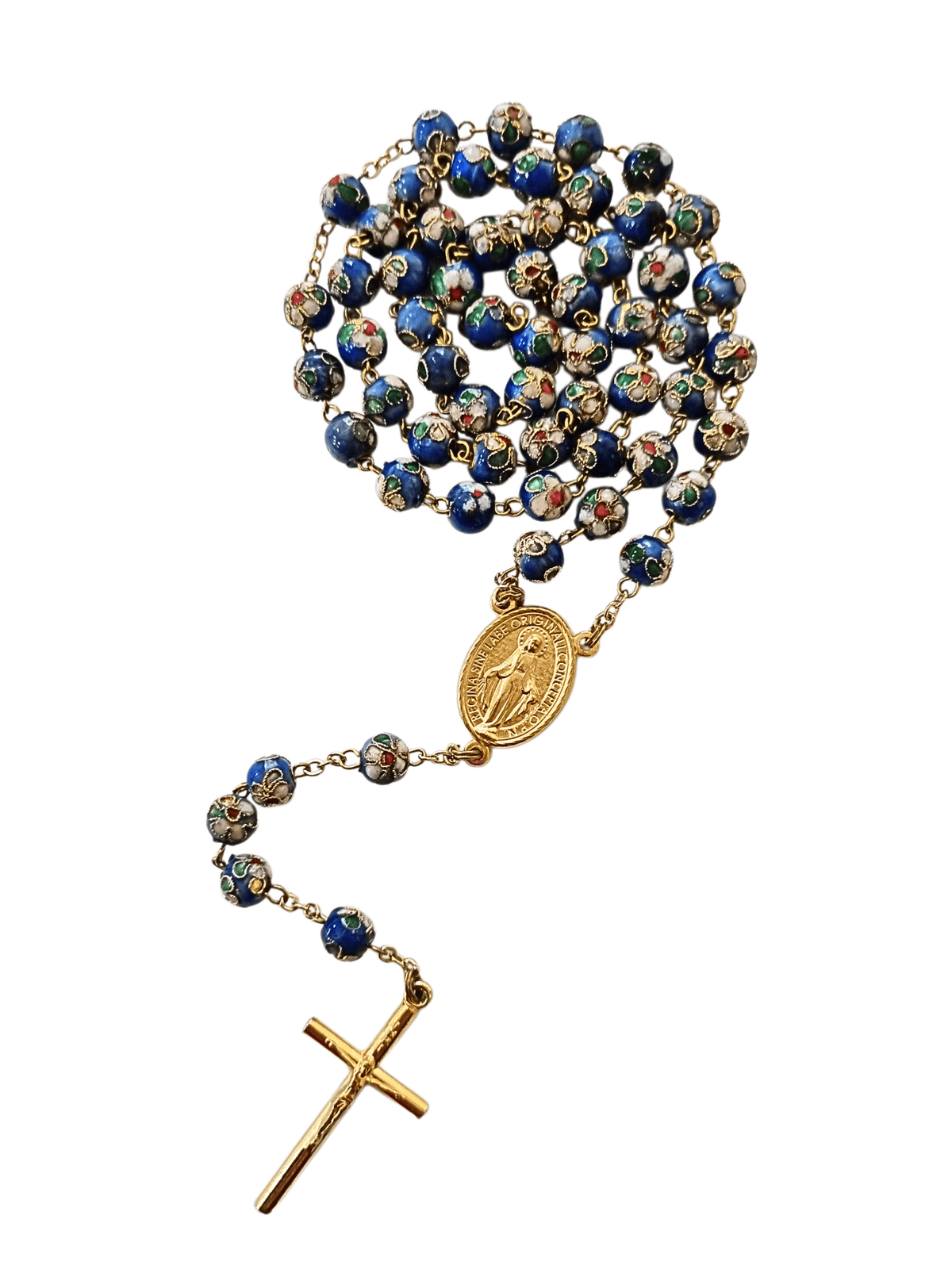 Terço Italiano Cloisonné Azul 8 mm-TerraCotta Arte Sacra