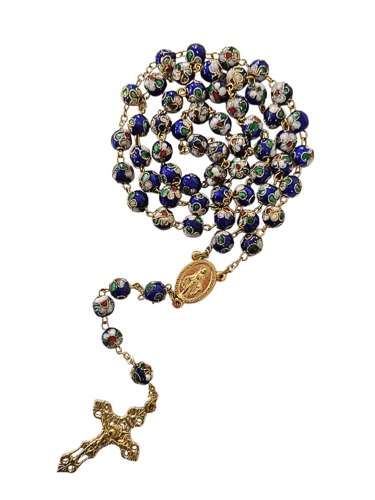 Terço Italiano Cloisonné Azul Royal 8 mm-TerraCotta Arte Sacra