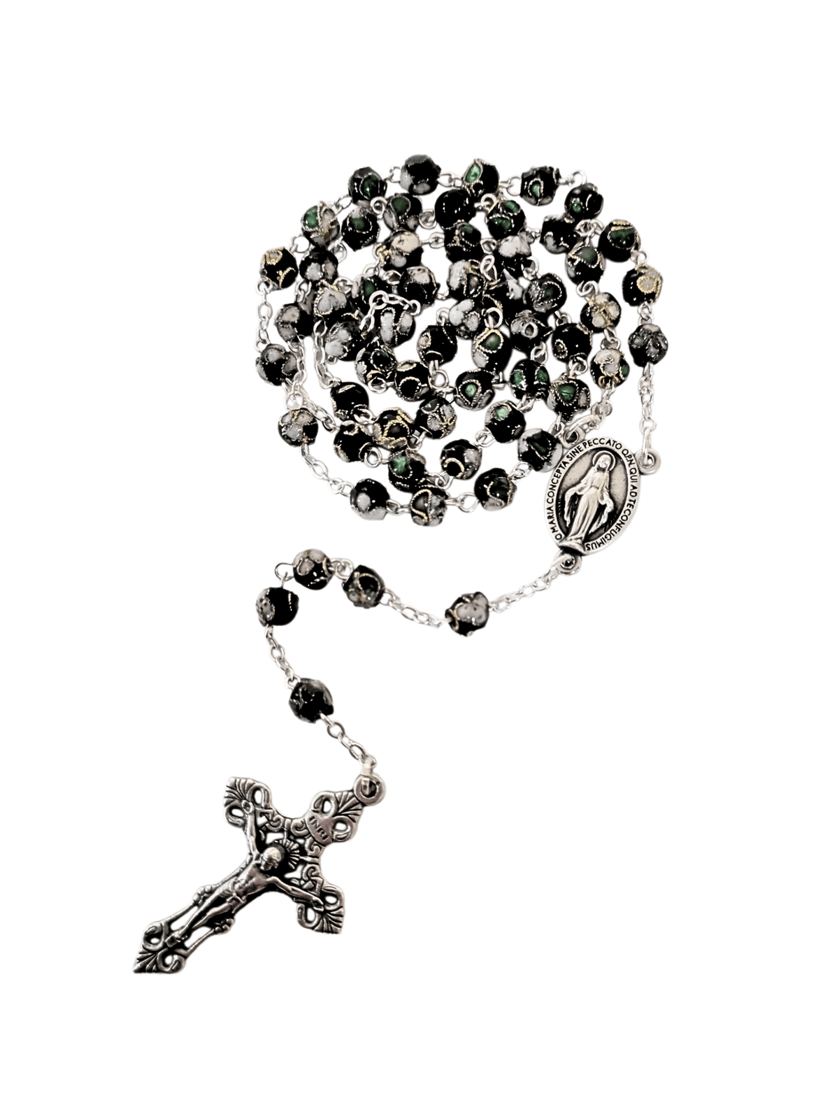 Terço Italiano Cloisonné Preto 6 mm-TerraCotta Arte Sacra