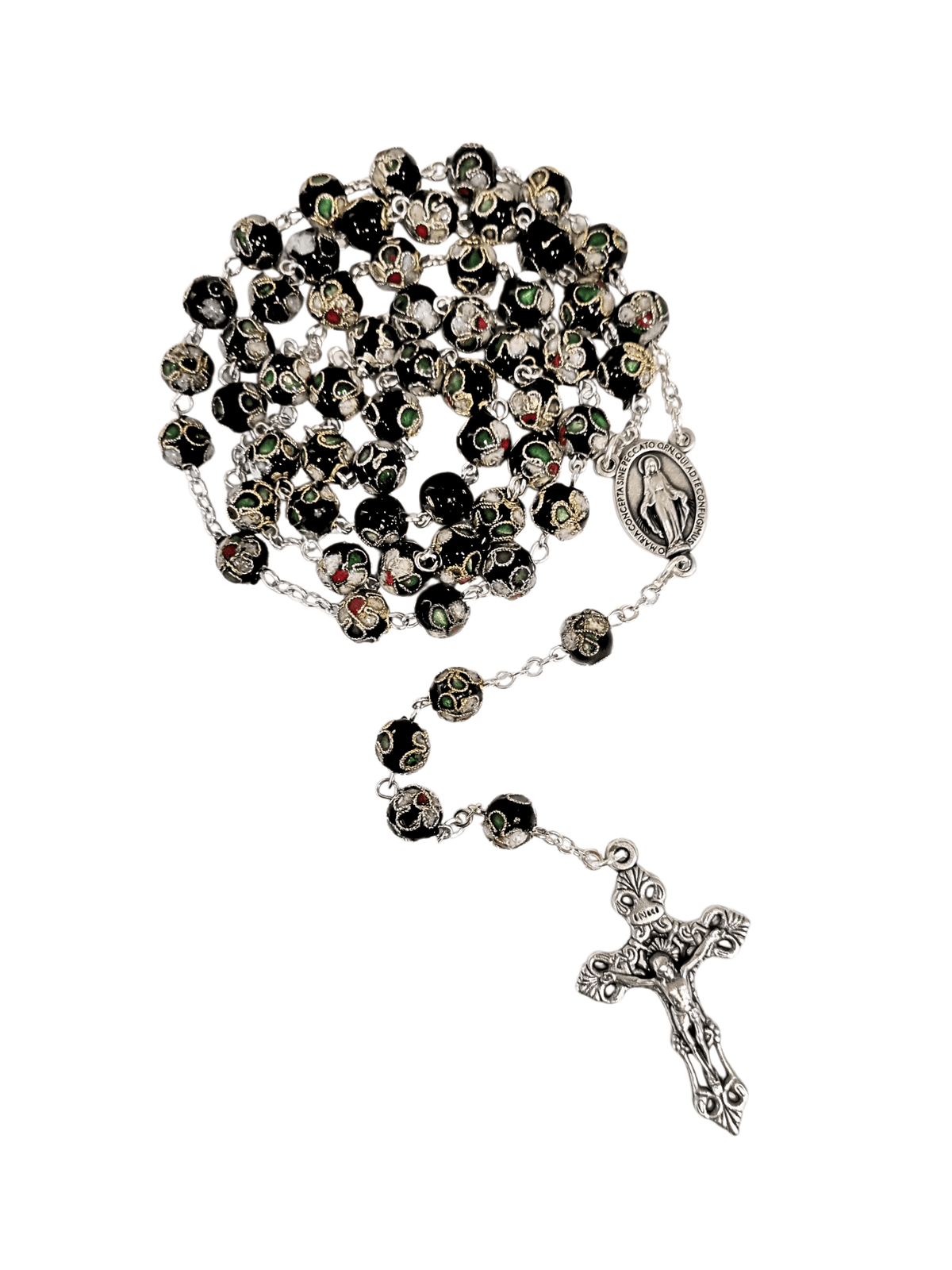 Terço Italiano Cloisonné Preto 8 mm-TerraCotta Arte Sacra