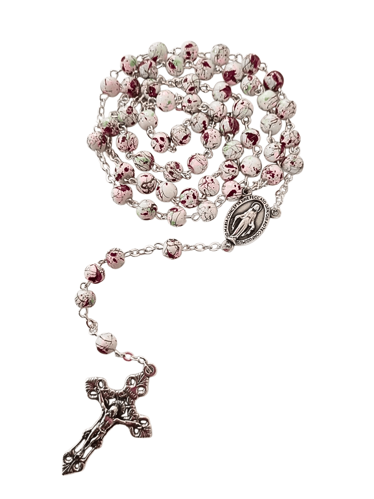 Terço Italiano Marmorizado Rosê 6 mm-TerraCotta Arte Sacra