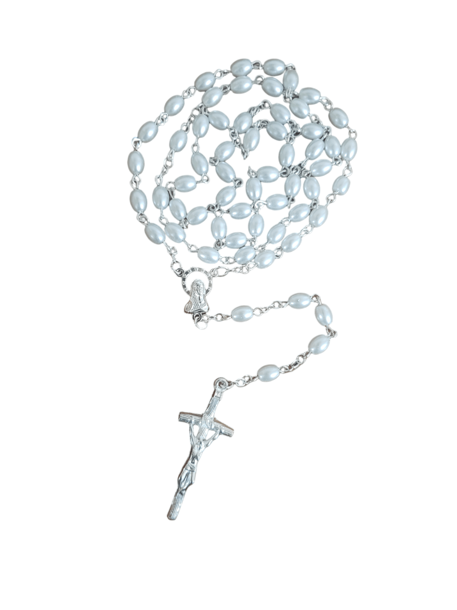 Terço Italiano Perolado Oval Cruz Papal-TerraCotta Arte Sacra