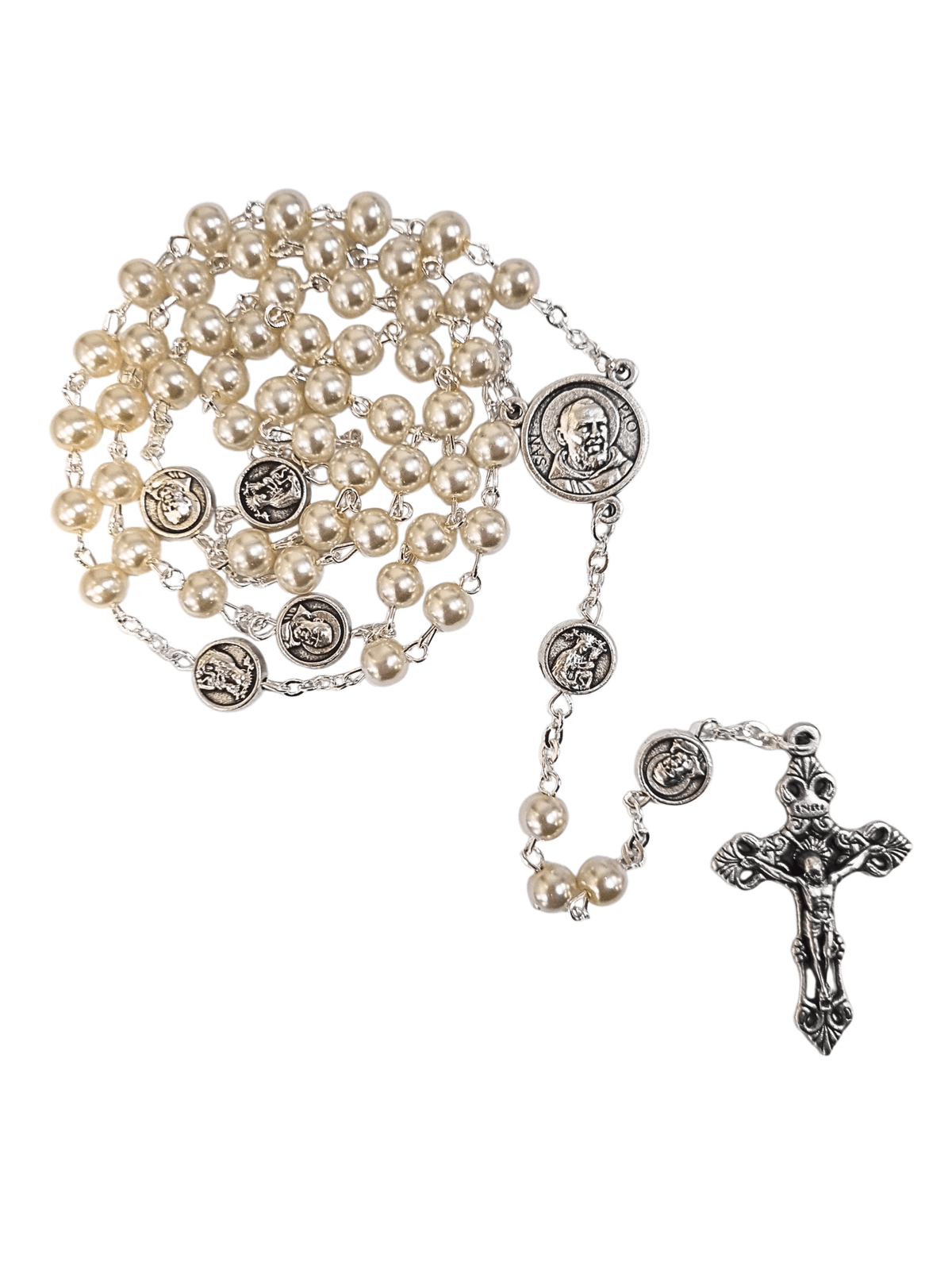 Terço Italiano Perolado Padre Pio 6 mm-TerraCotta Arte Sacra