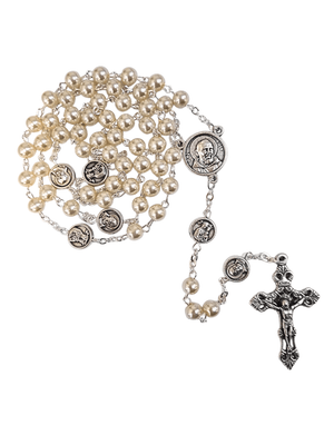Terço Italiano Perolado Padre Pio 6 mm-TerraCotta Arte Sacra