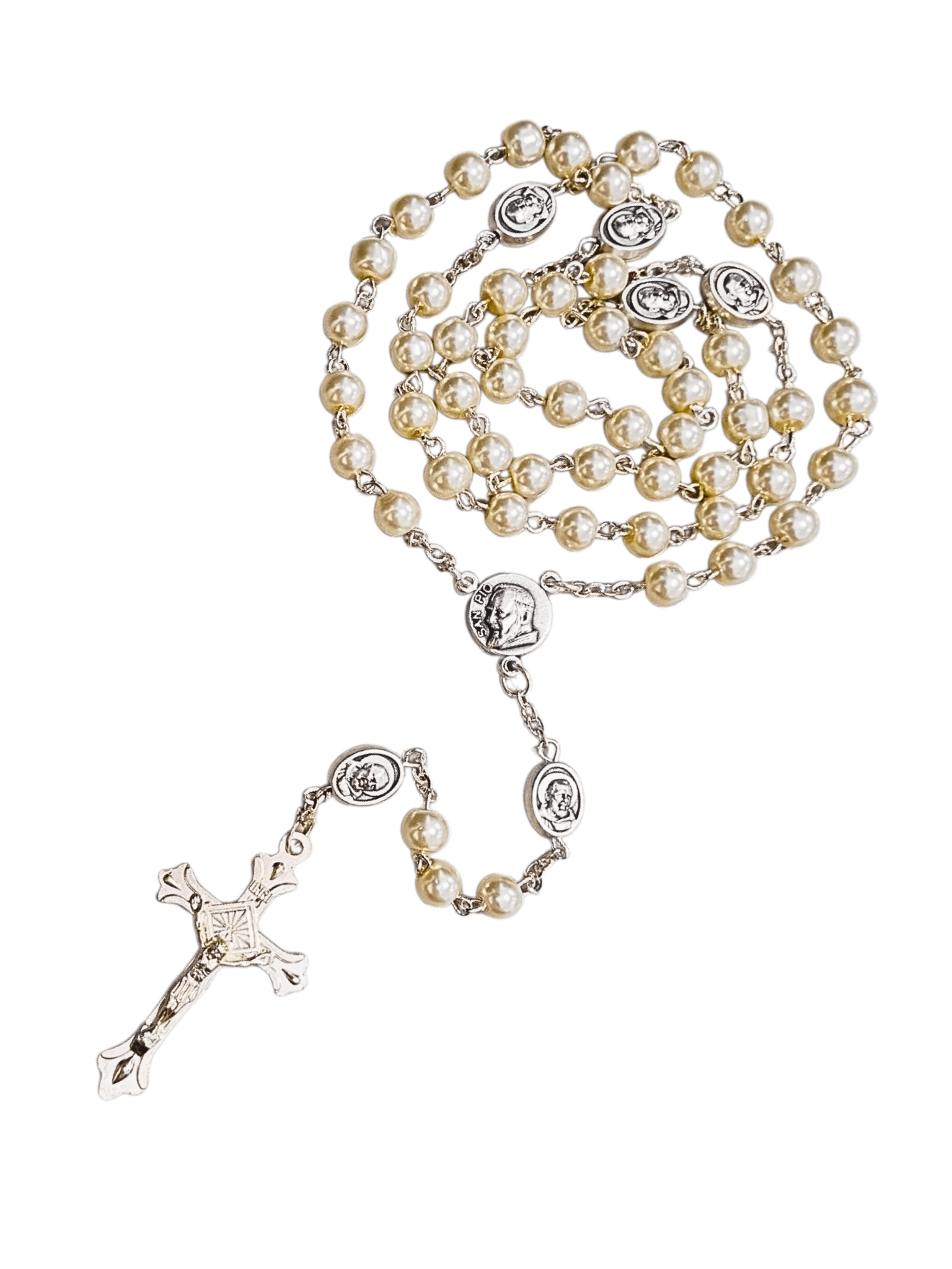 Terço Italiano Perolado Padre Pio-TerraCotta Arte Sacra