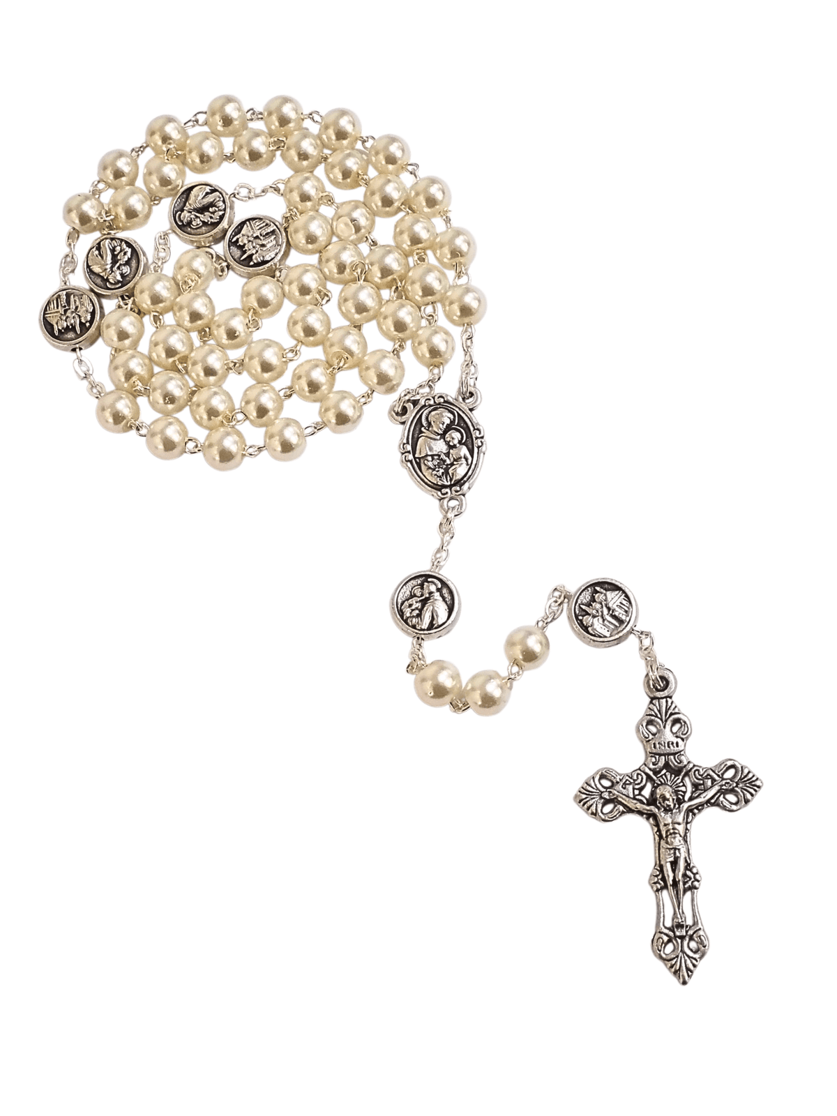 Terço Italiano Perolado Santo Antônio 6 mm-TerraCotta Arte Sacra