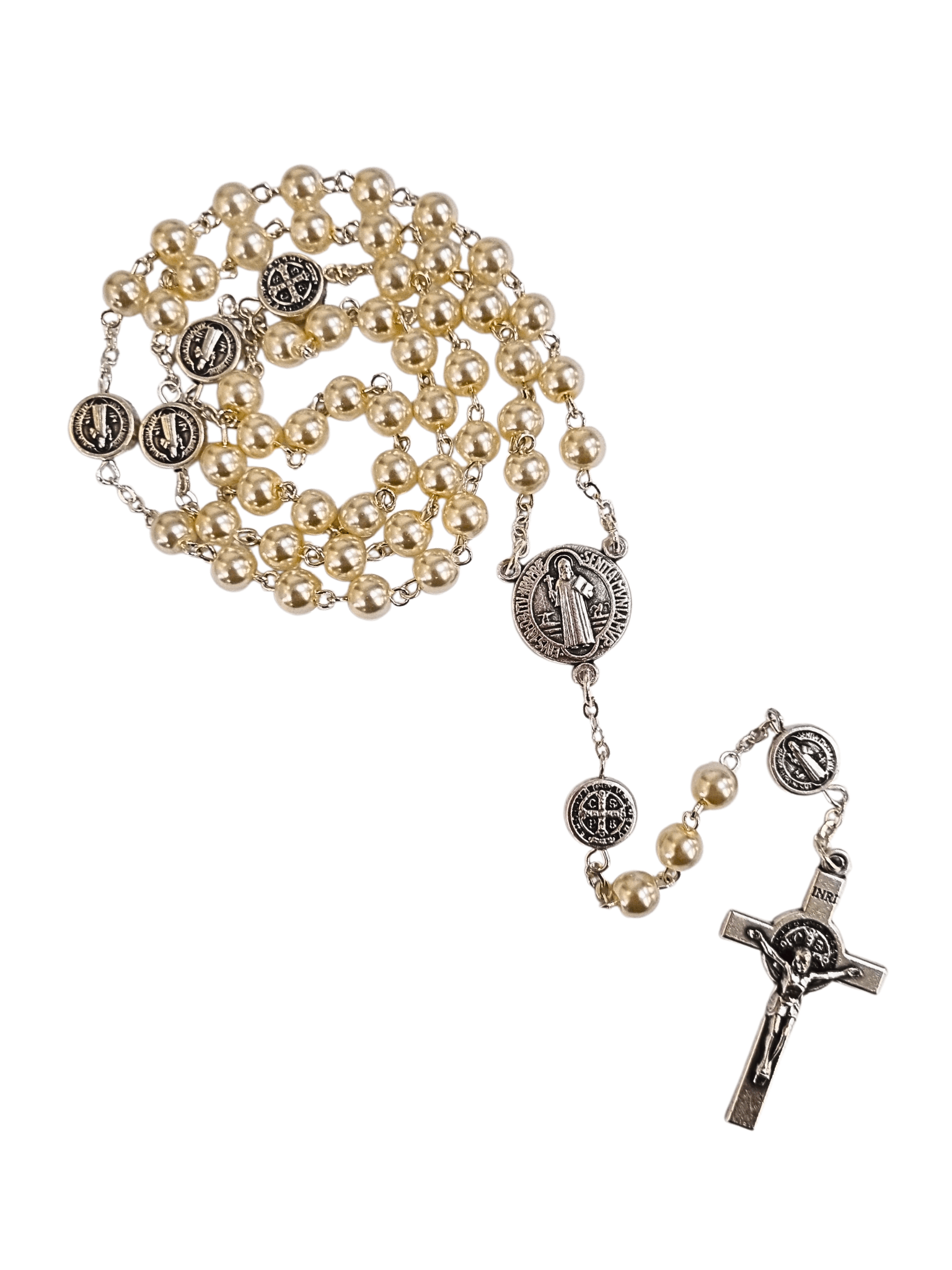 Terço Italiano Perolado São Bento 6 mm-TerraCotta Arte Sacra